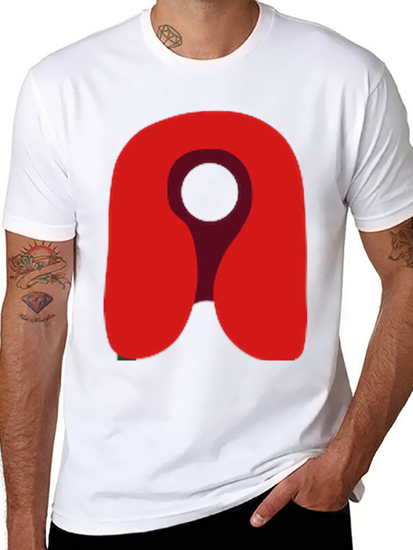 Red Location Icon Graphic Tee - Soft Cotton Blend