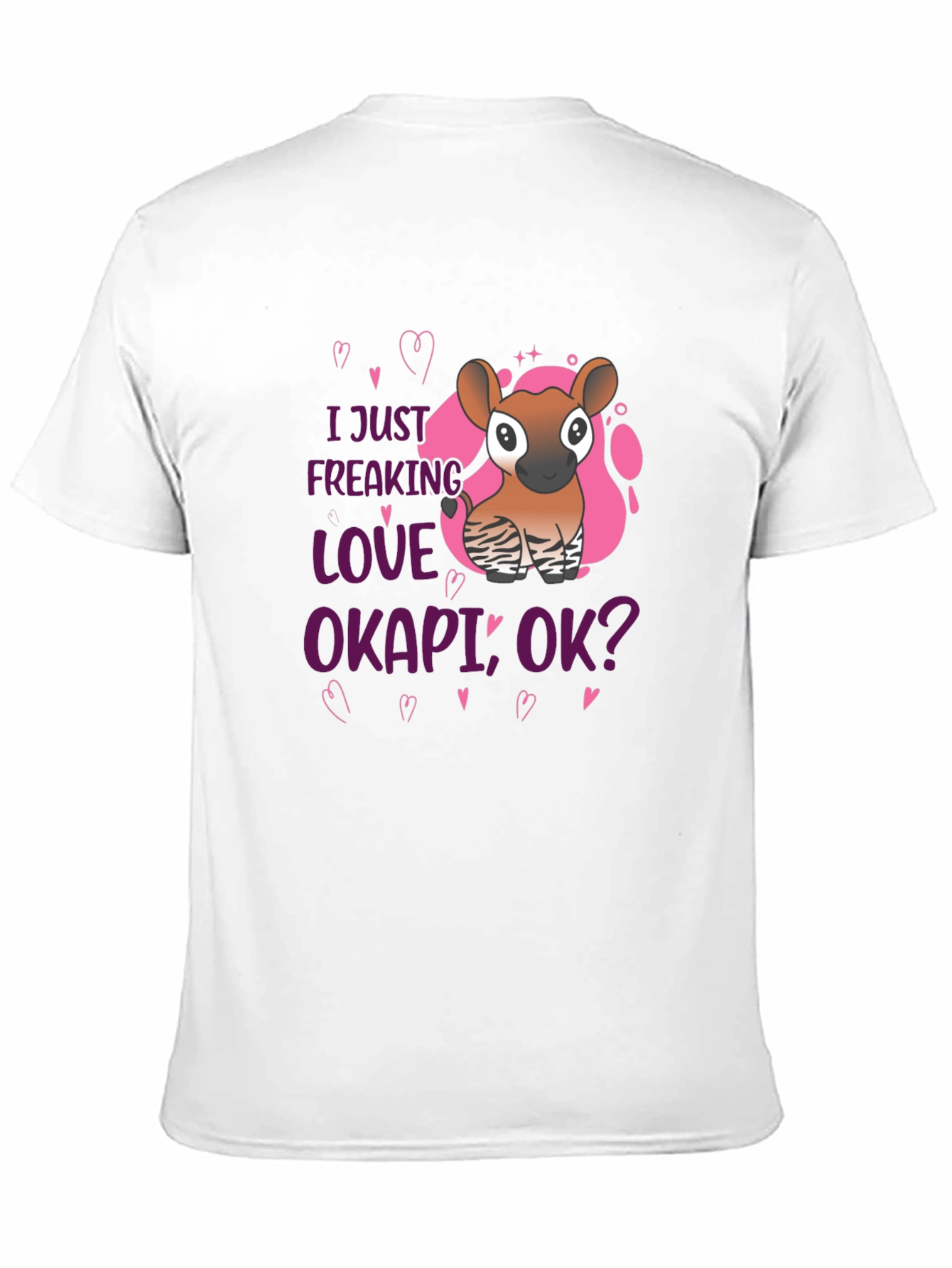 I Love Okapi Black T-Shirt Animal Lover Tee