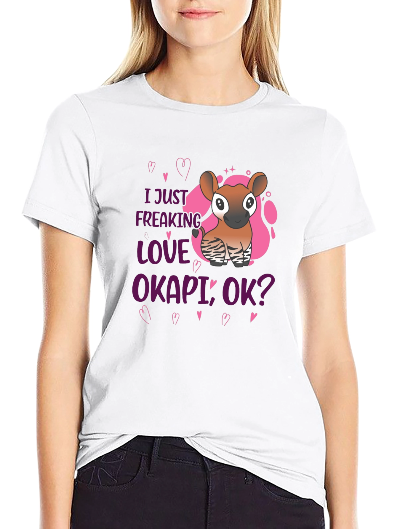 I Love Okapi Black T-Shirt Animal Lover Tee