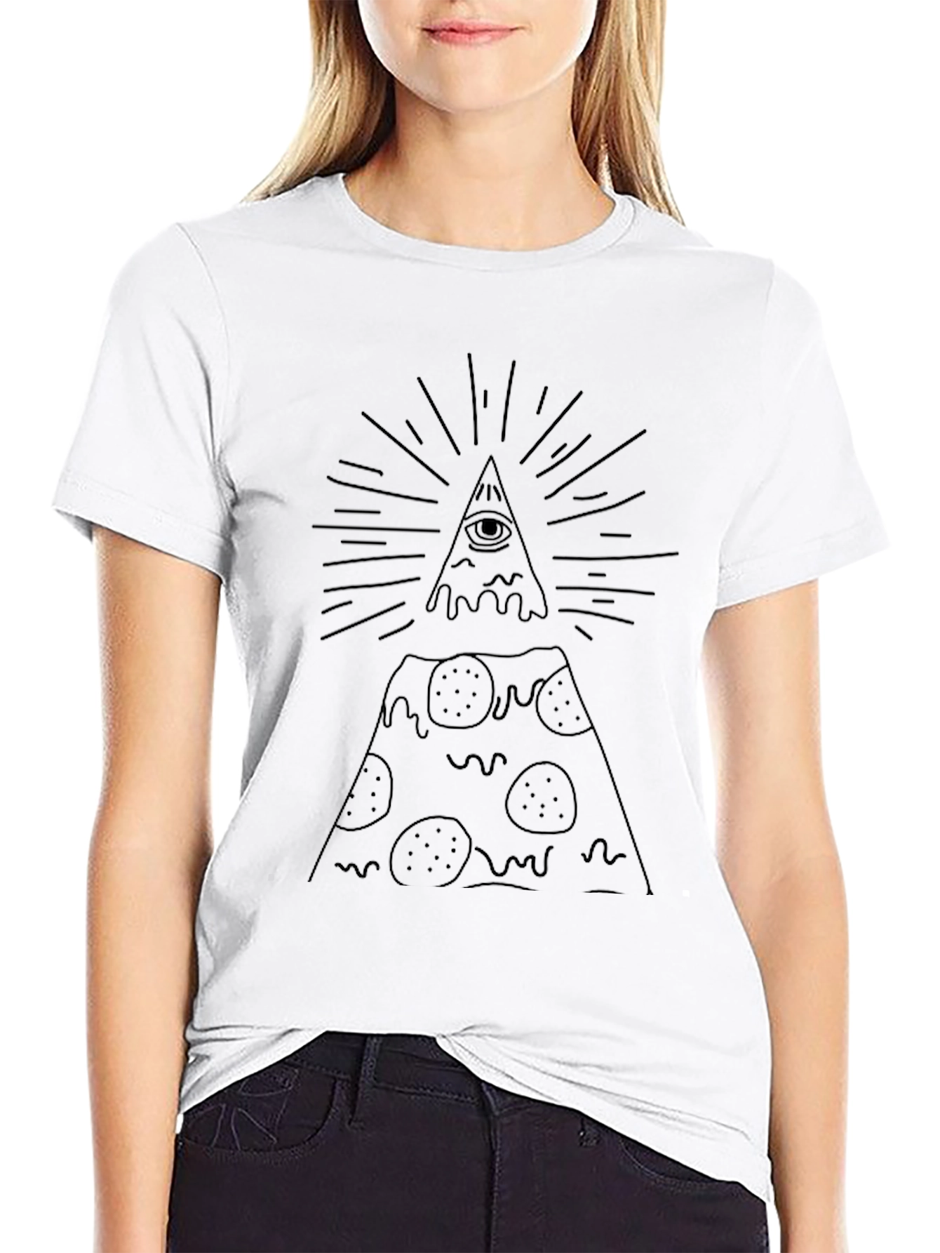 Pizza Illuminati Graphic T-Shirt - Mens Black Tee
