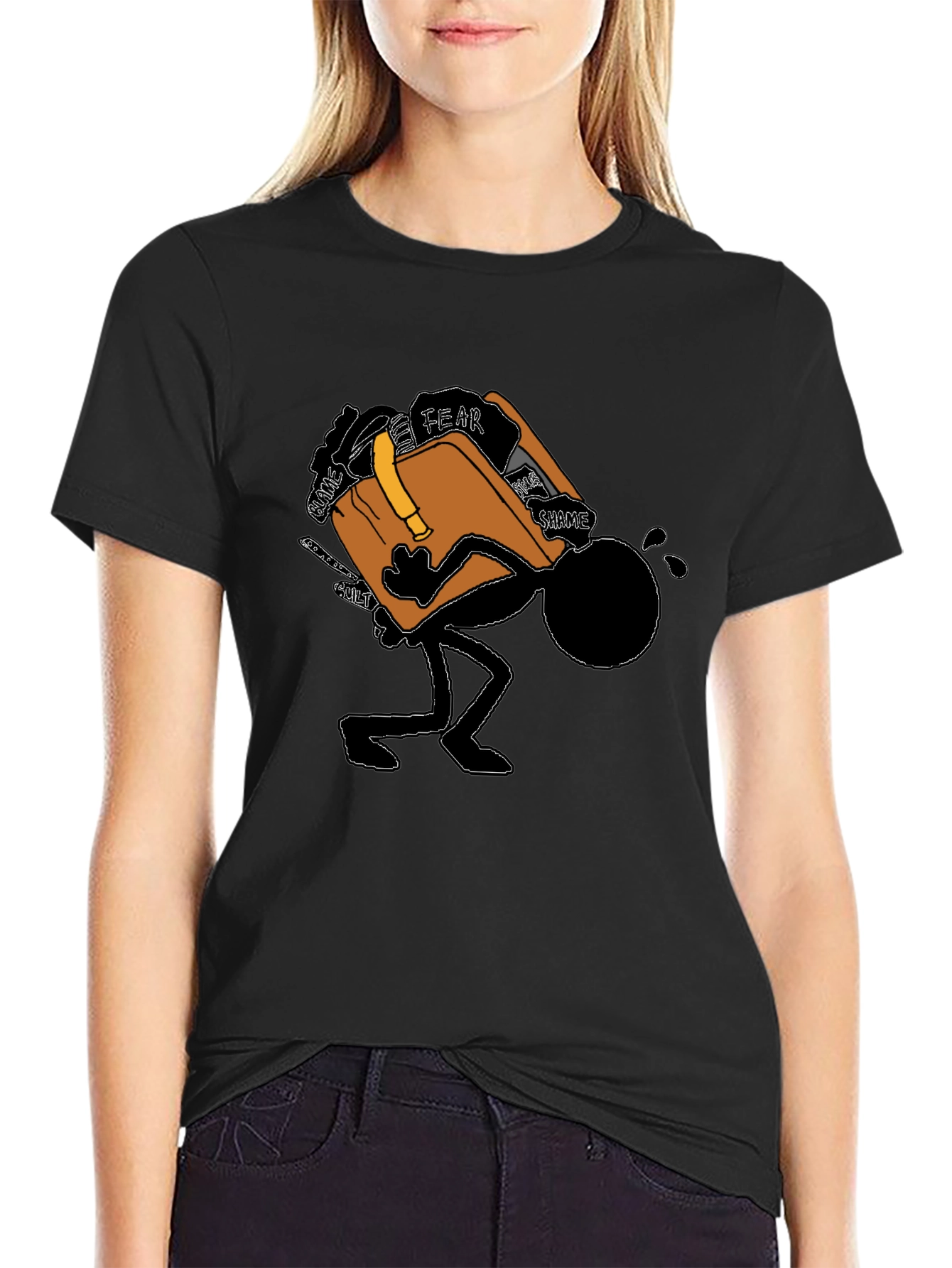 Burdened Stick Figure Graphic T-Shirt