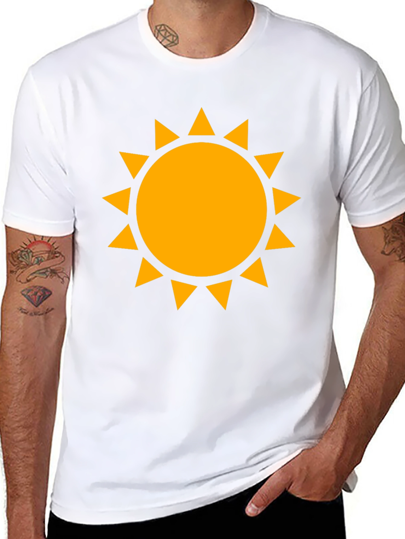 Golden Sun Graphic Tee - Black Cotton Comfort