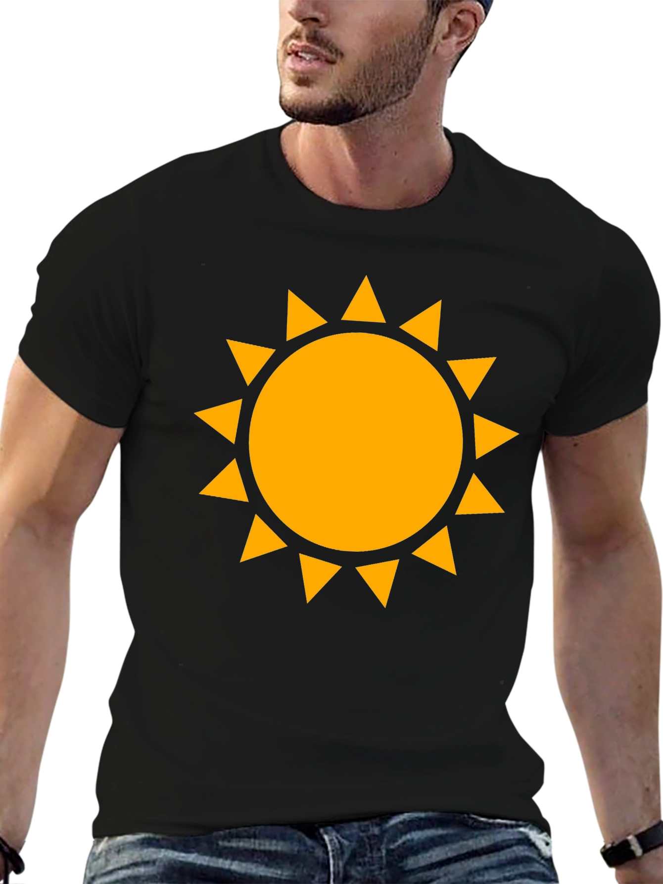 Golden Sun Graphic Tee - Black Cotton Comfort