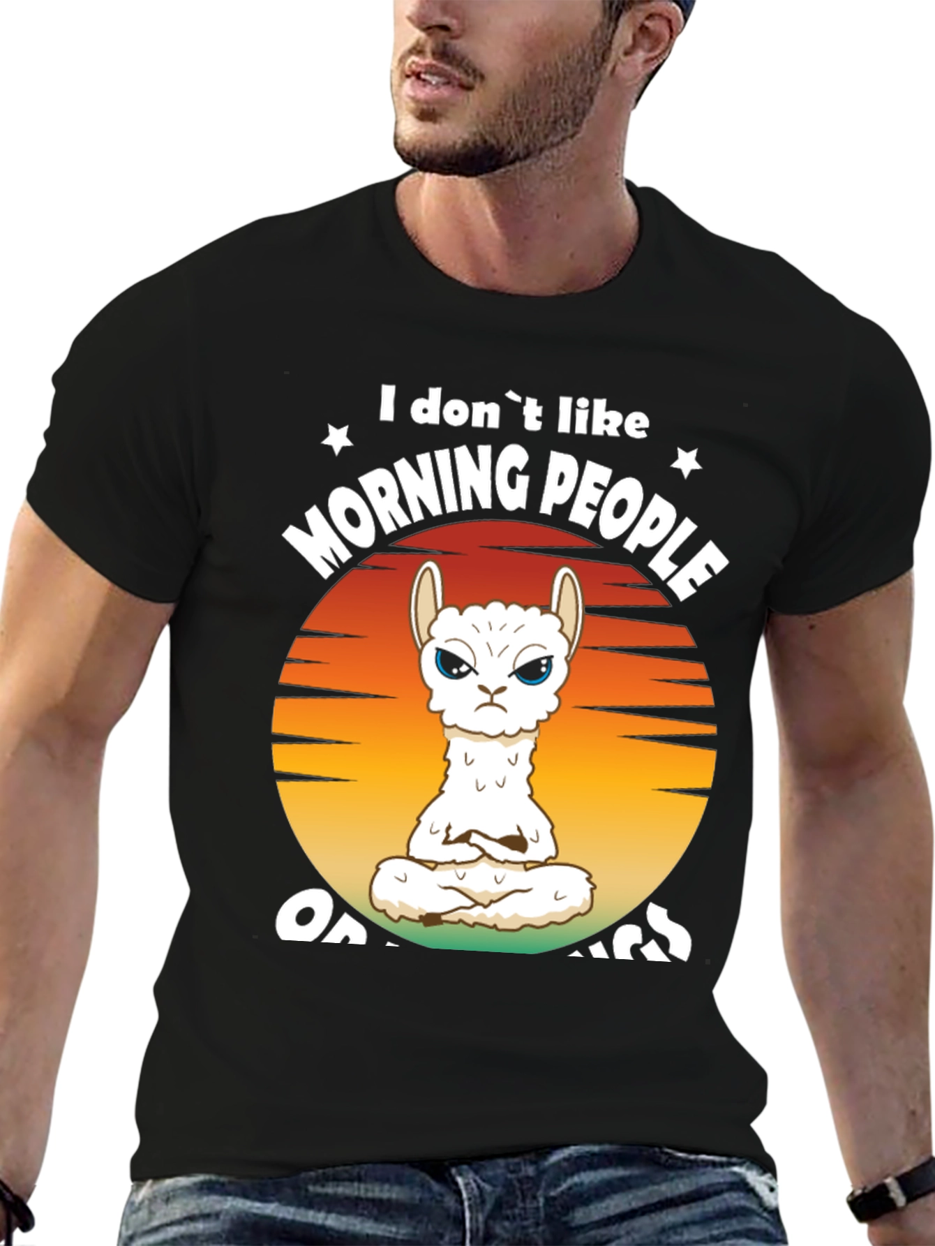 Funny Llama Graphic T-Shirt - Morning People Design