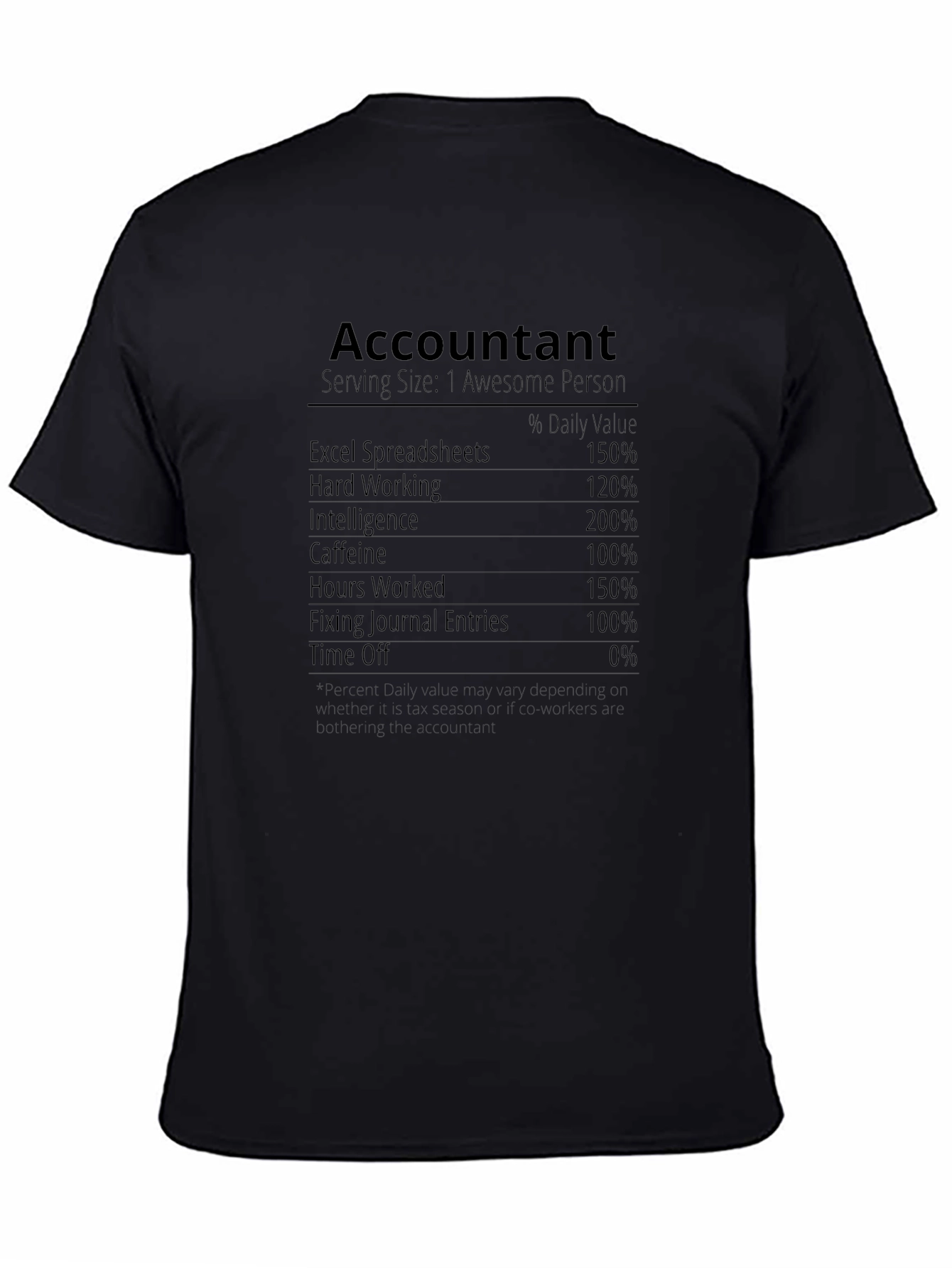 Accountant Nutrition Facts T-Shirt