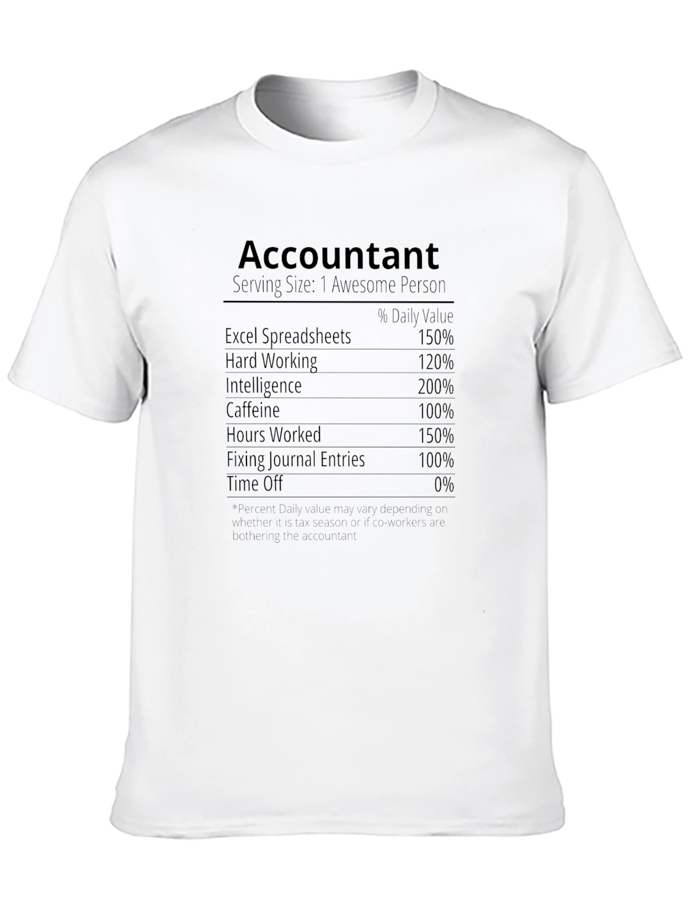 Accountant Nutrition Facts T-Shirt