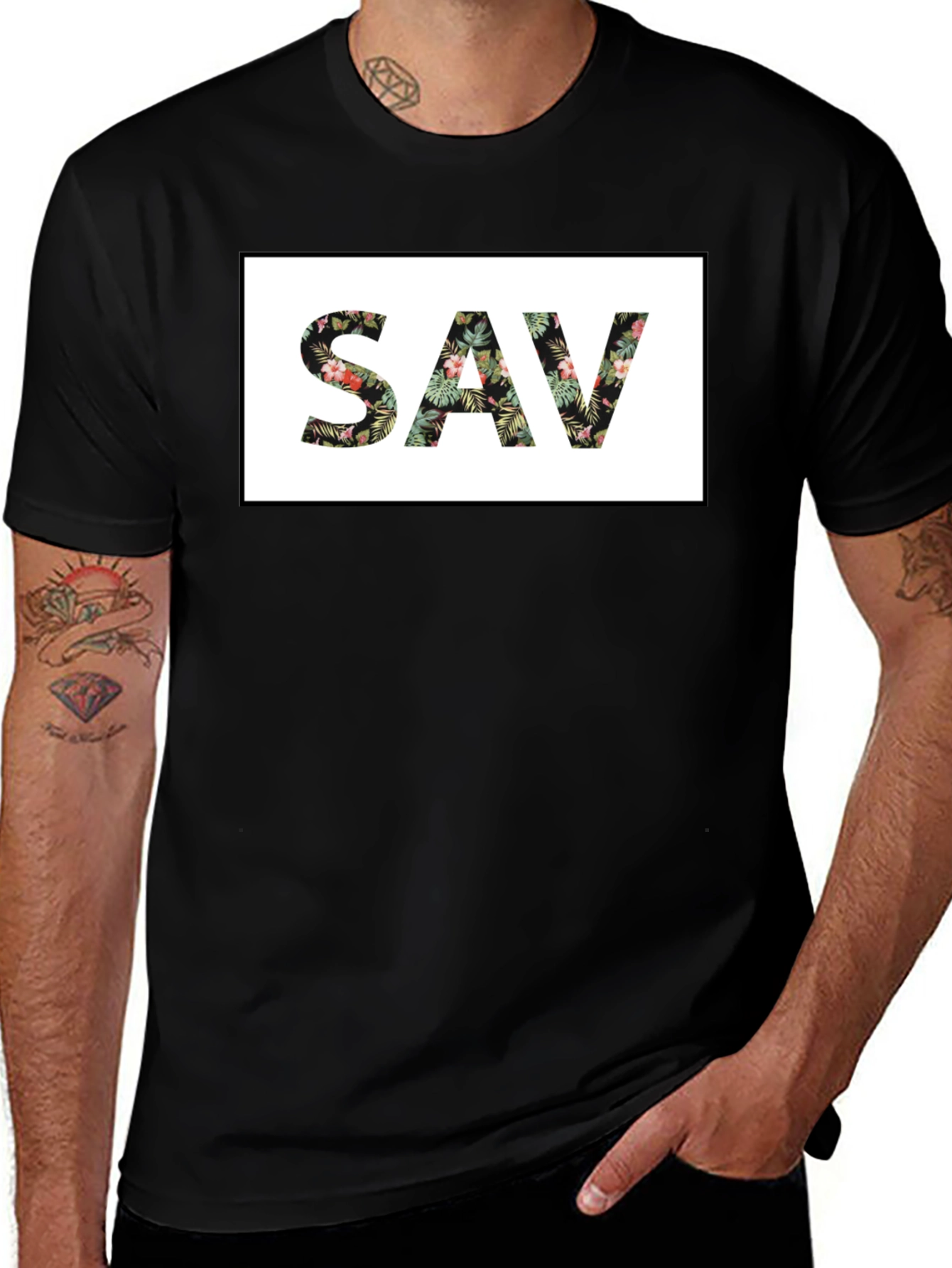 Floral SAV Graphic Black T-Shirt