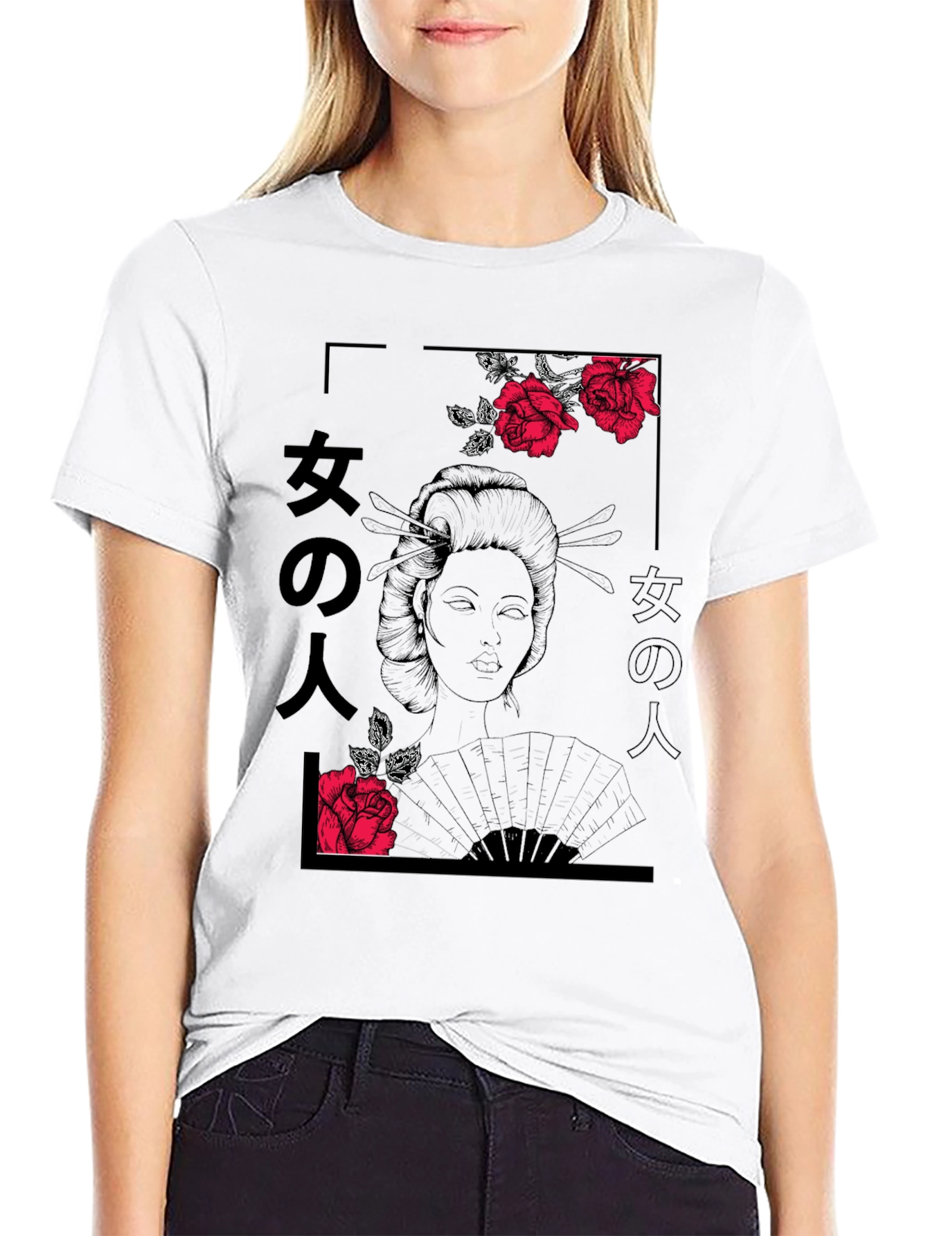 Geisha Rose Graphic T-Shirt