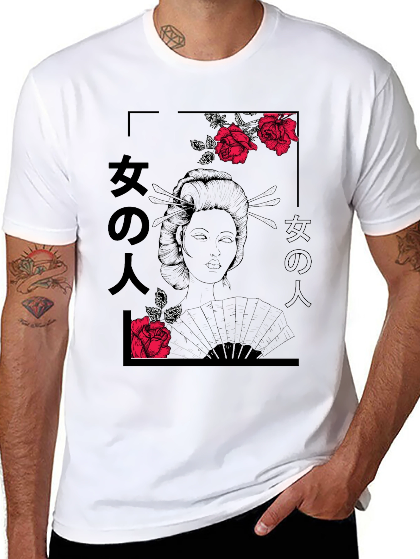 Geisha Rose Graphic T-Shirt