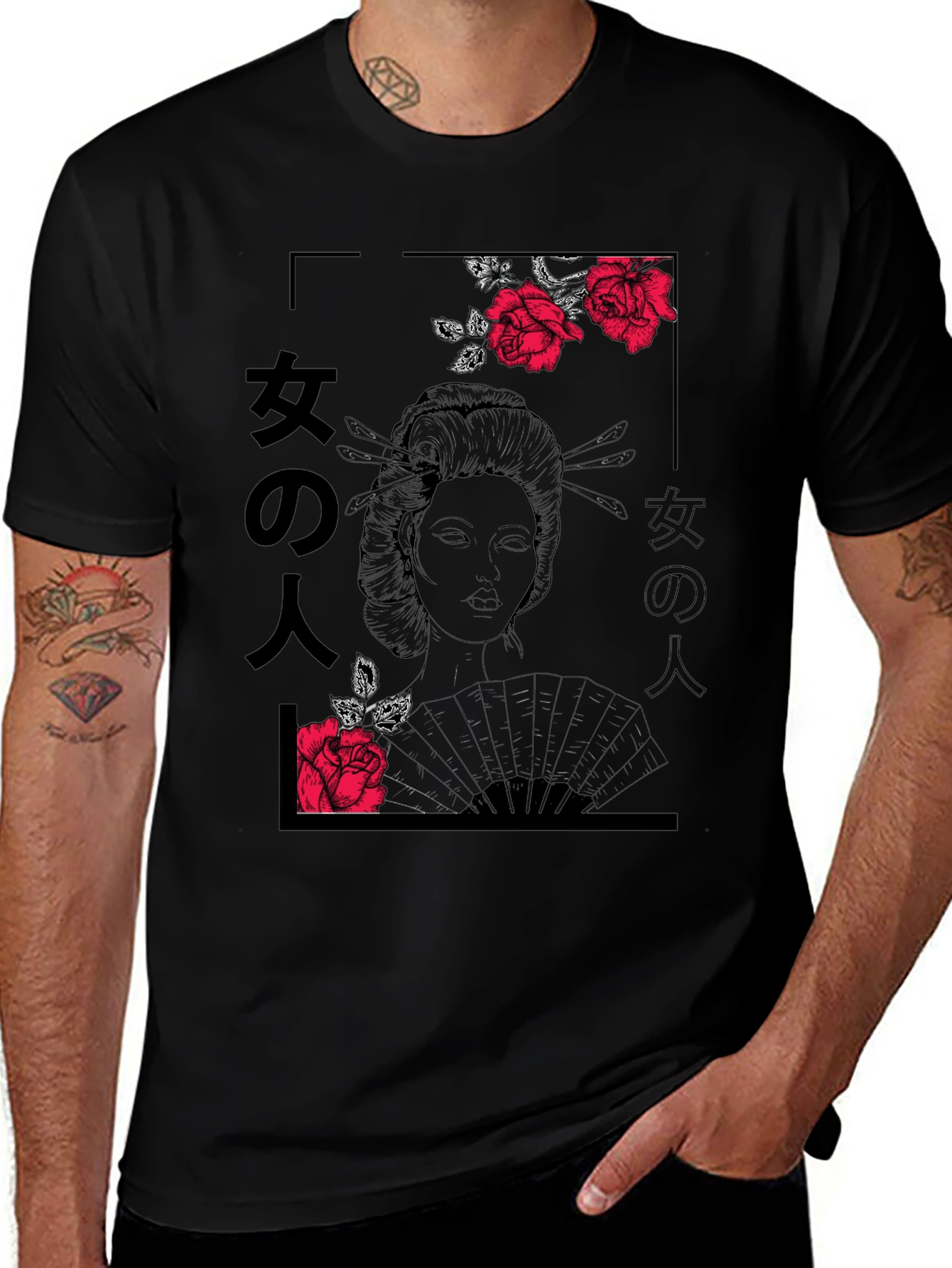 Geisha Rose Graphic T-Shirt