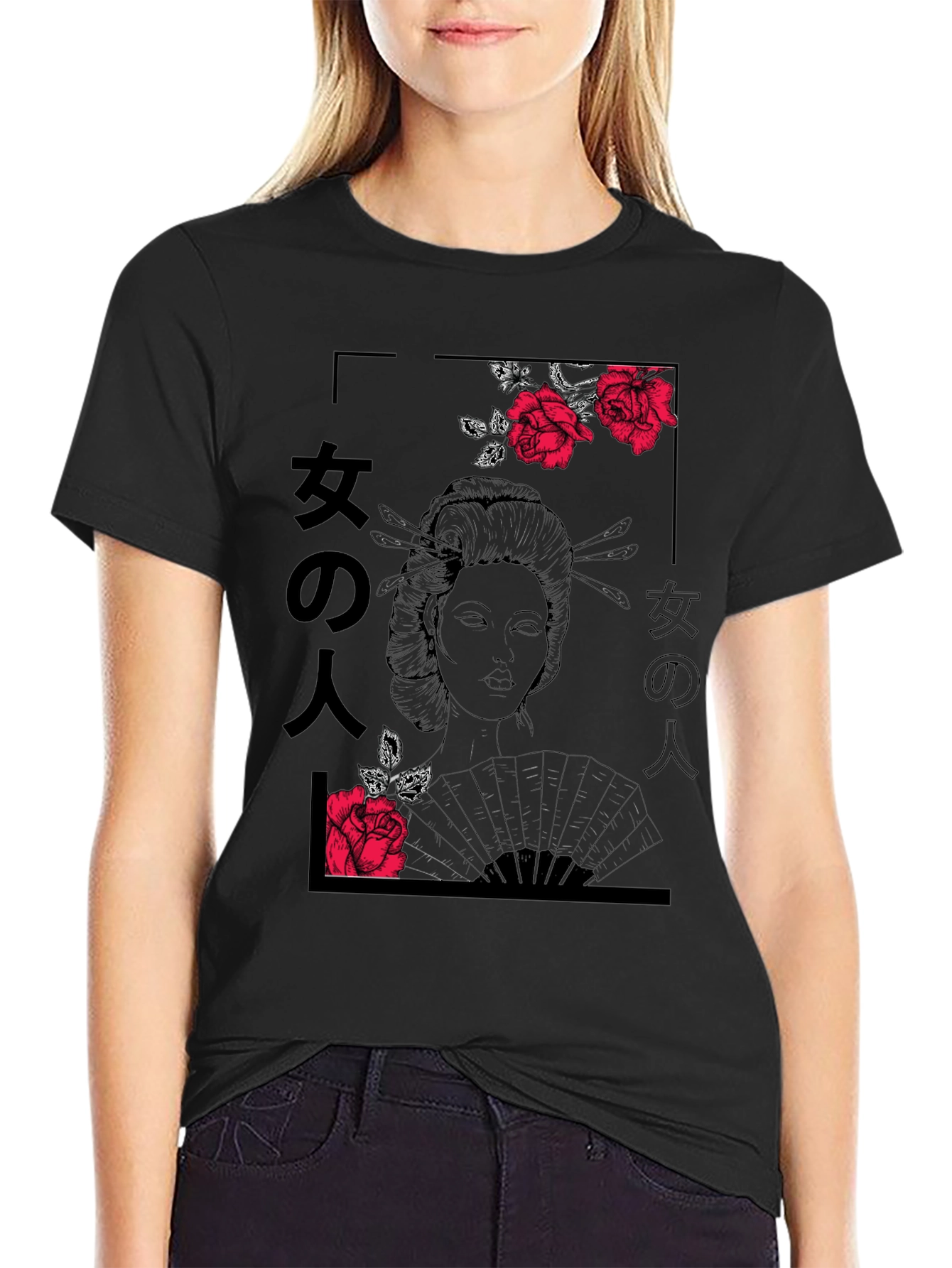 Geisha Rose Graphic T-Shirt