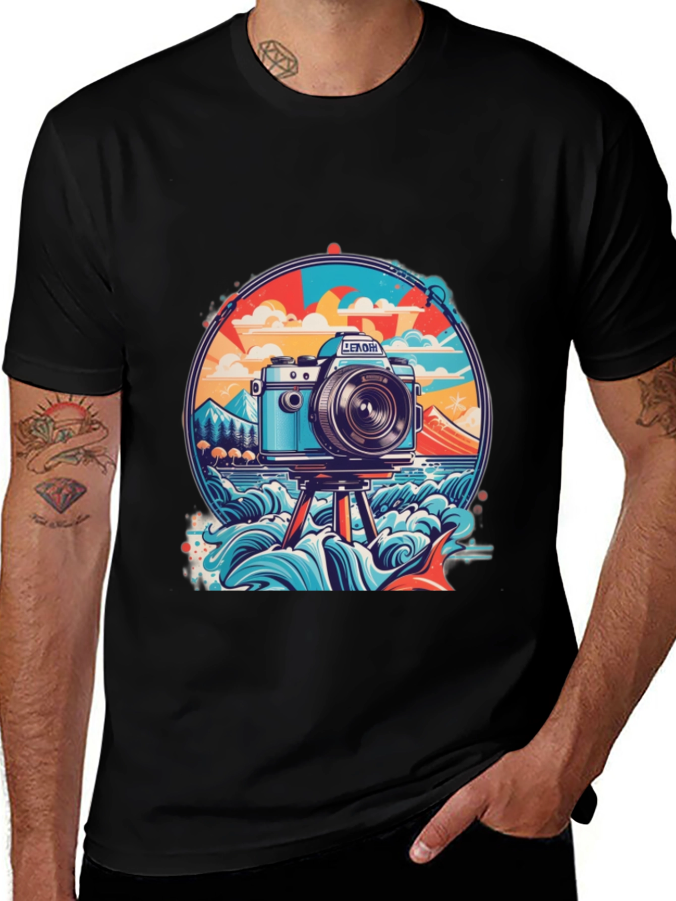 Retro Camera Graphic T-Shirt - Beach Photography Vibe