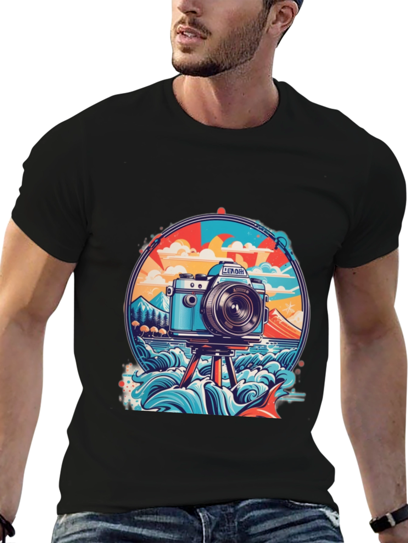 Retro Camera Graphic T-Shirt - Beach Photography Vibe