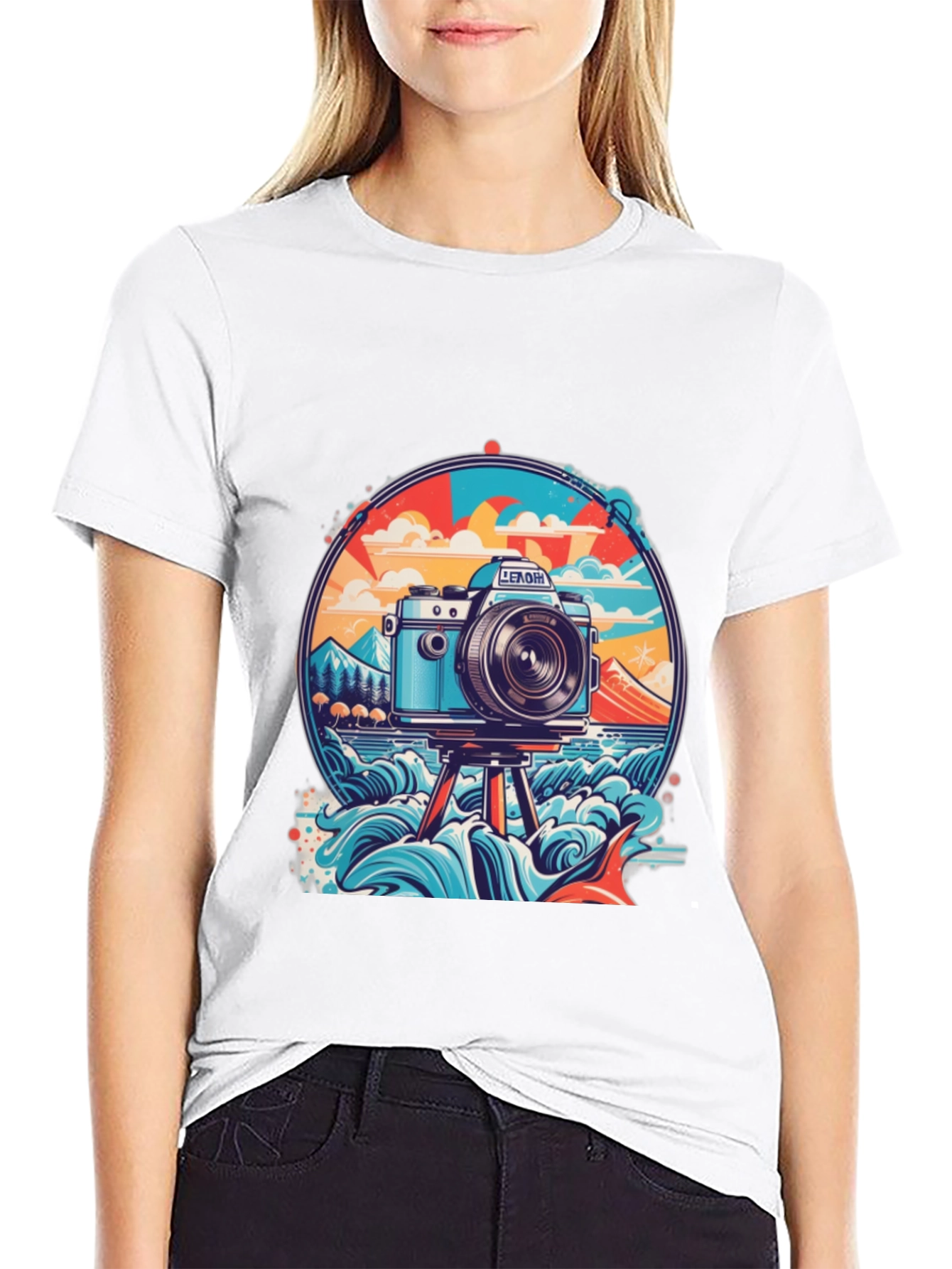 Retro Camera Graphic T-Shirt - Beach Photography Vibe