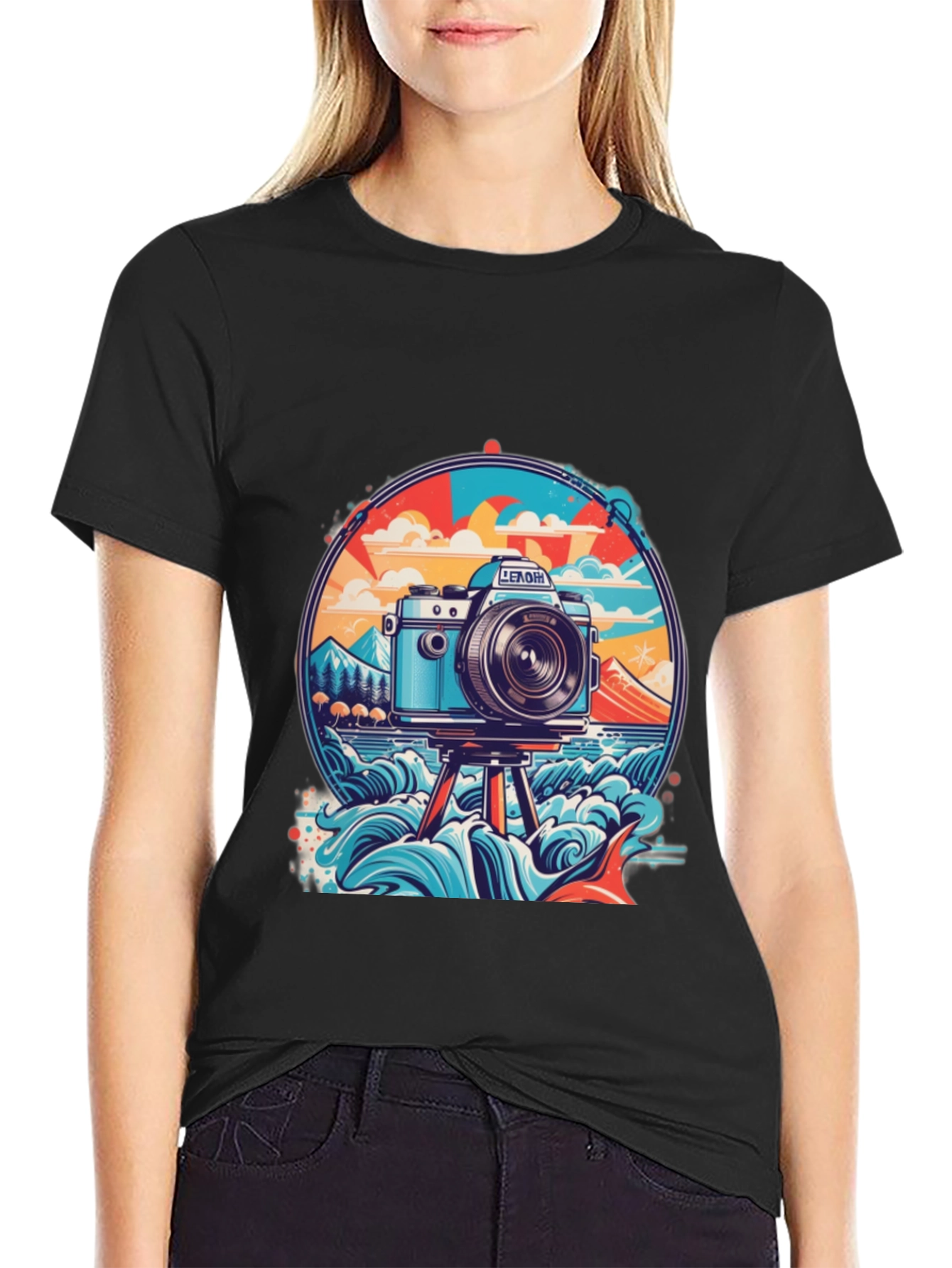 Retro Camera Graphic T-Shirt - Beach Photography Vibe