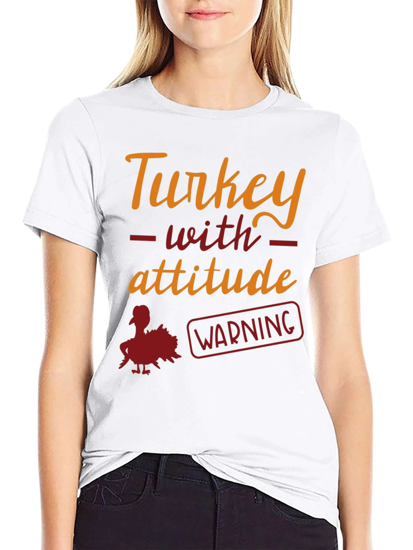 Turkey With Attitude Warning Funny Thanksgiving T-Shirt