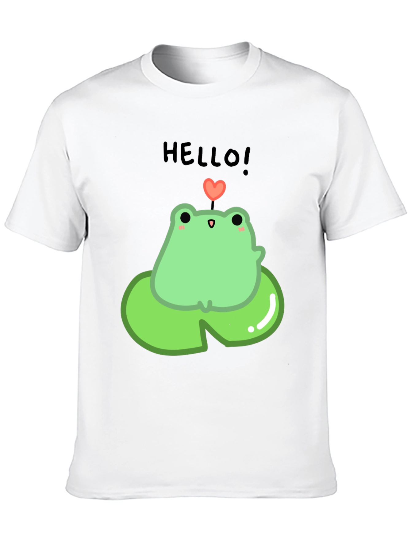 Cute Frog on Lily Pad Graphic Tee - Black