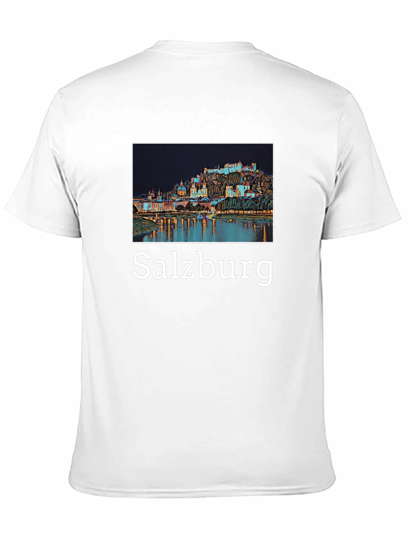 Salzburg Cityscape Graphic Tee - Black Cotton T-Shirt