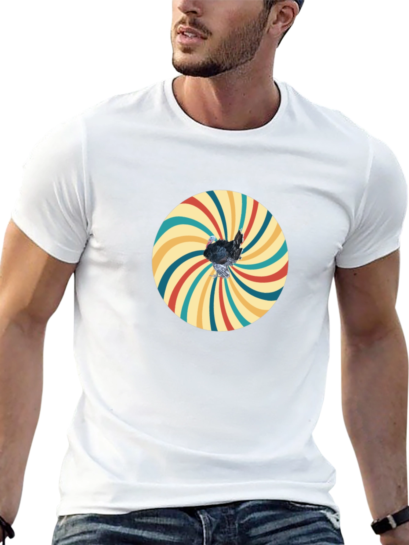 Retro Turkey Graphic T-Shirt - Black
