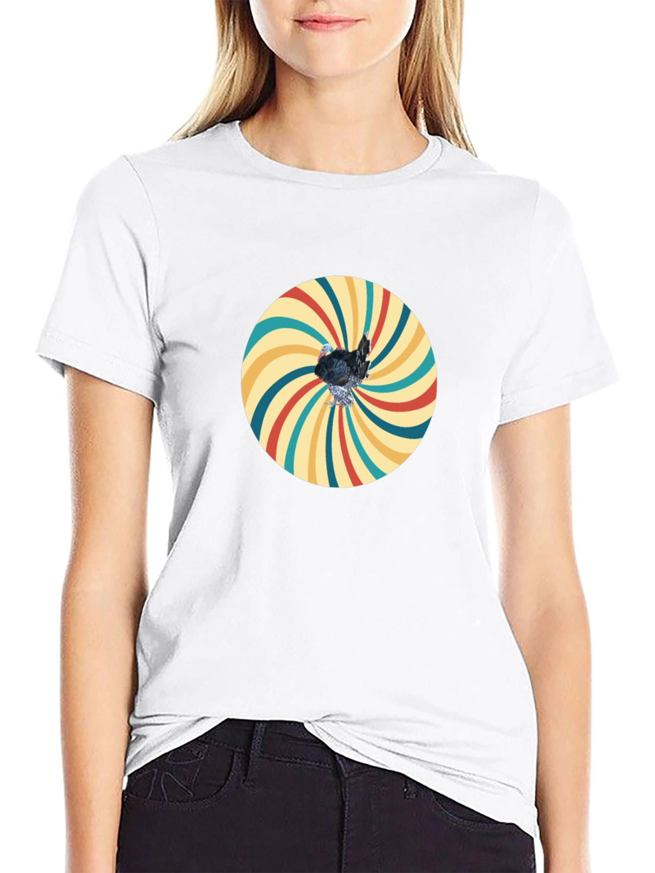 Retro Turkey Graphic T-Shirt - Black