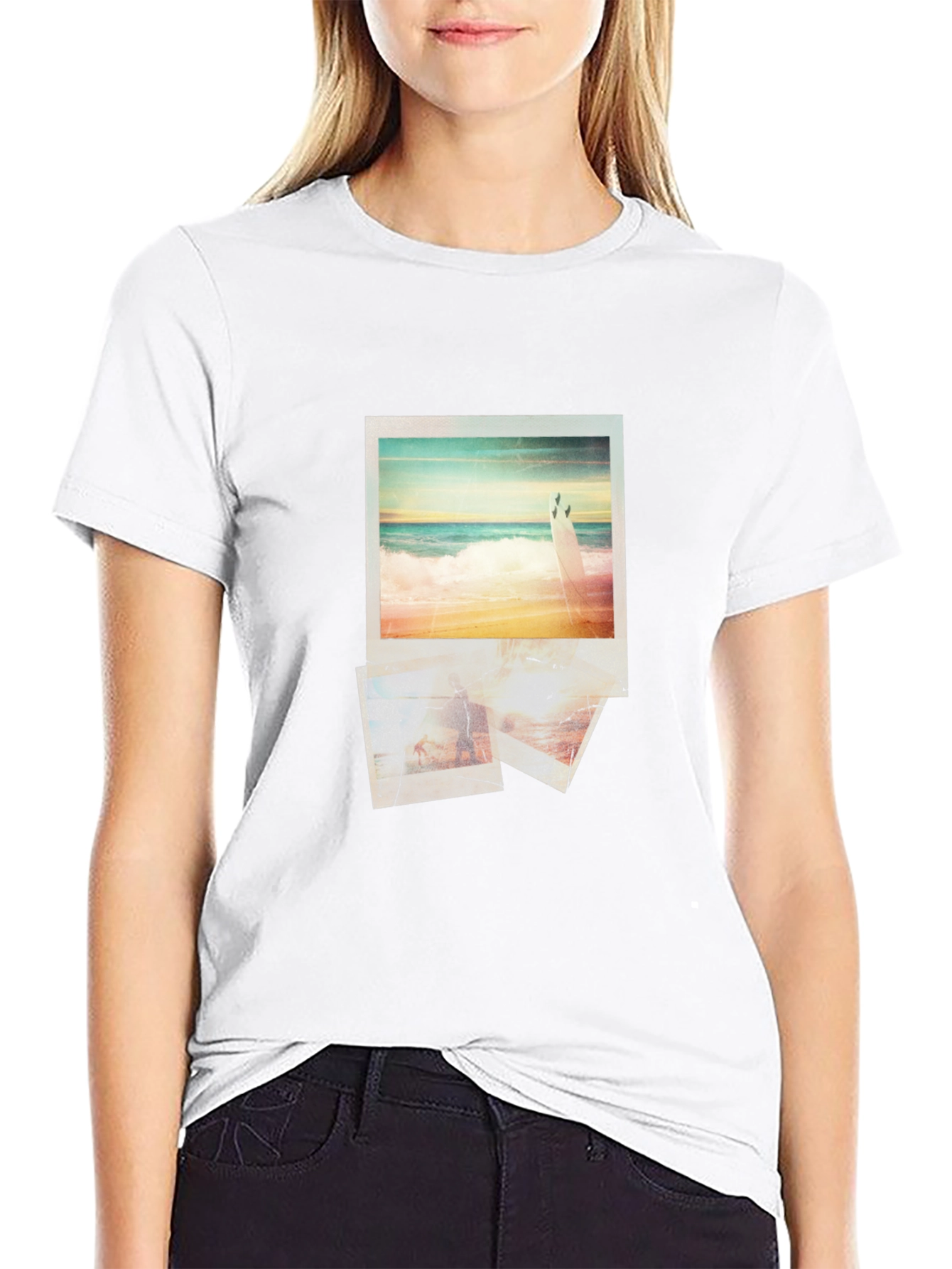 Beach Photo Print Black Graphic Tee