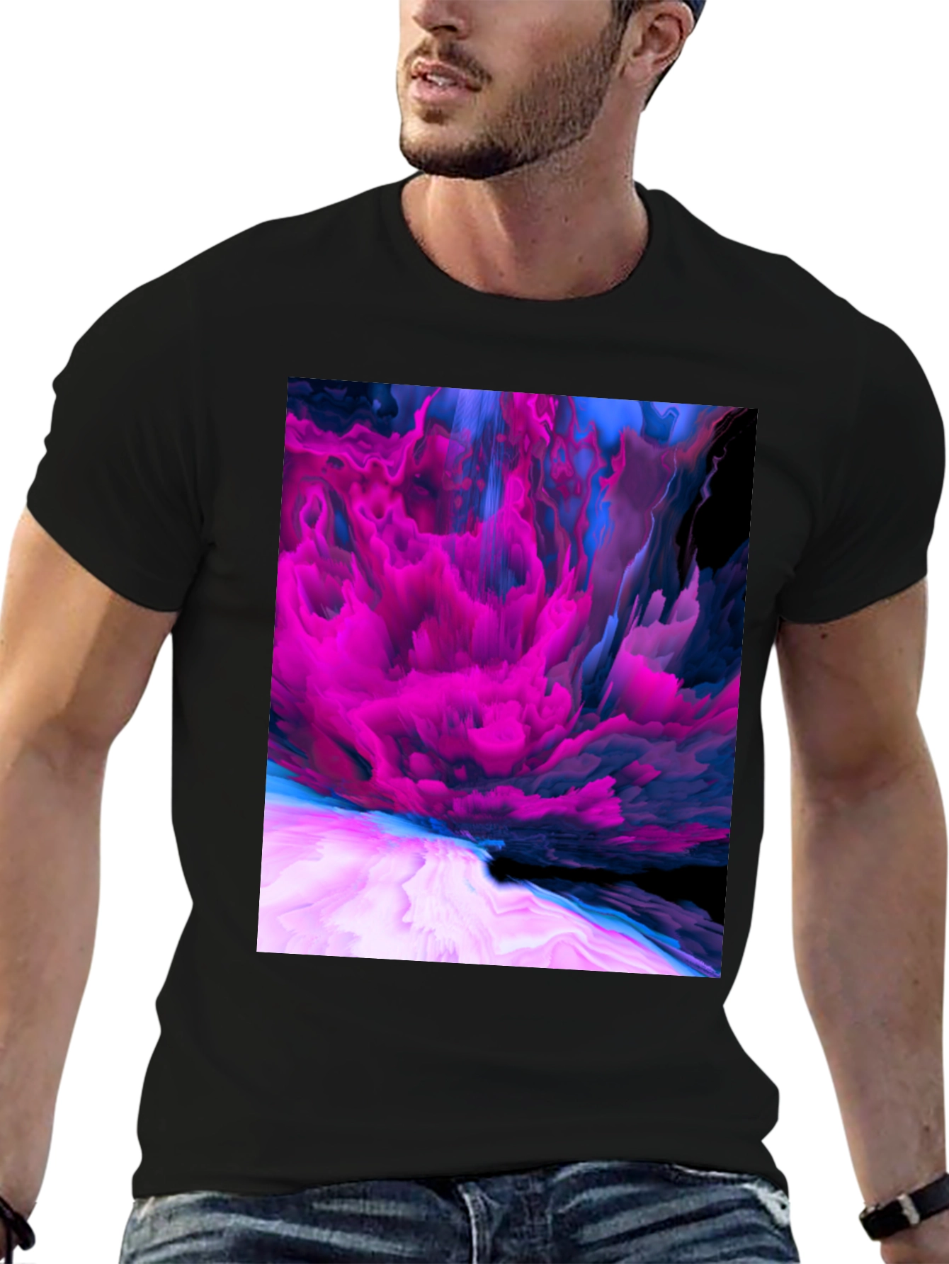 Abstract Art Graphic Print Black T-Shirt
