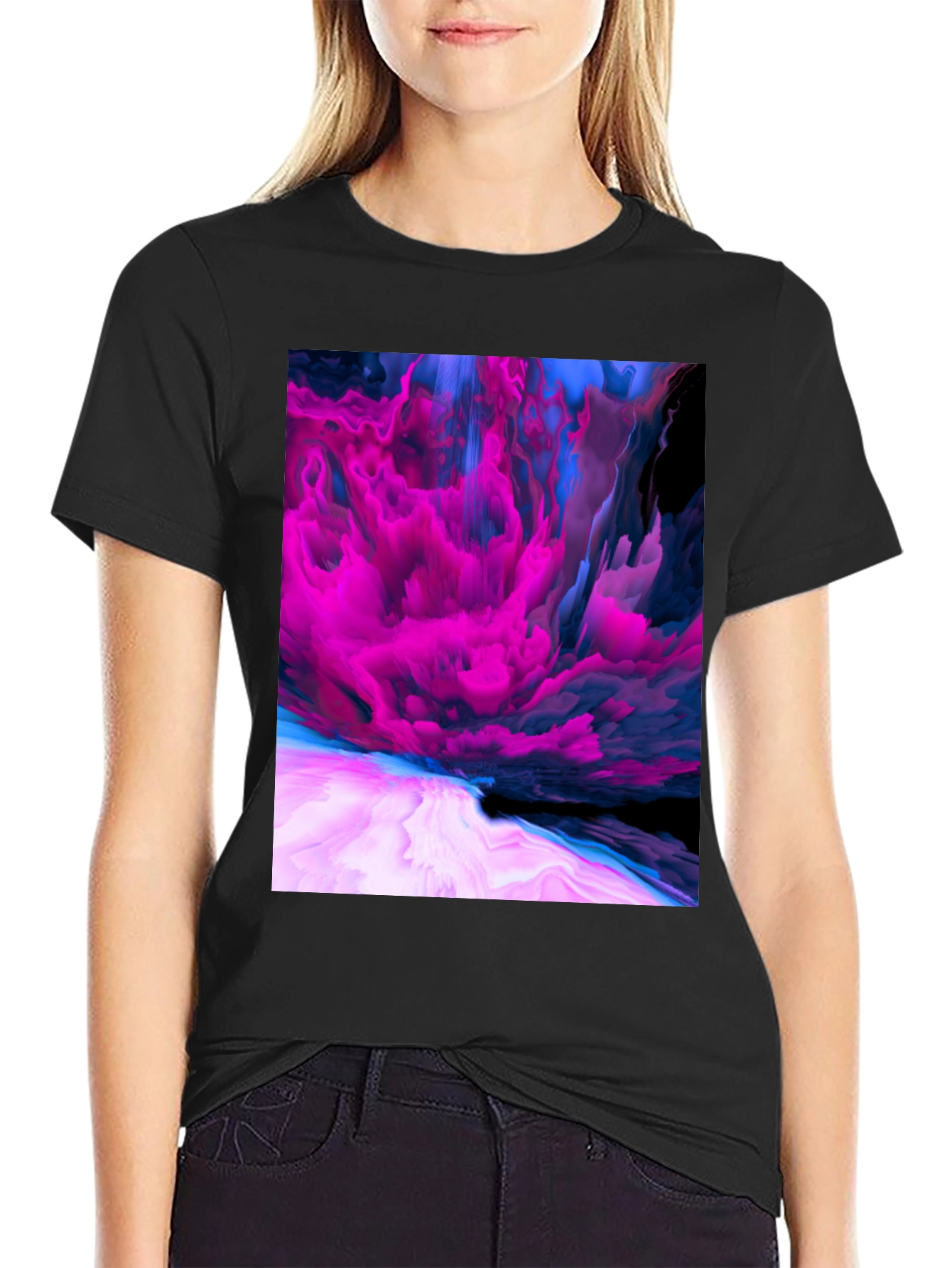 Abstract Art Graphic Print Black T-Shirt