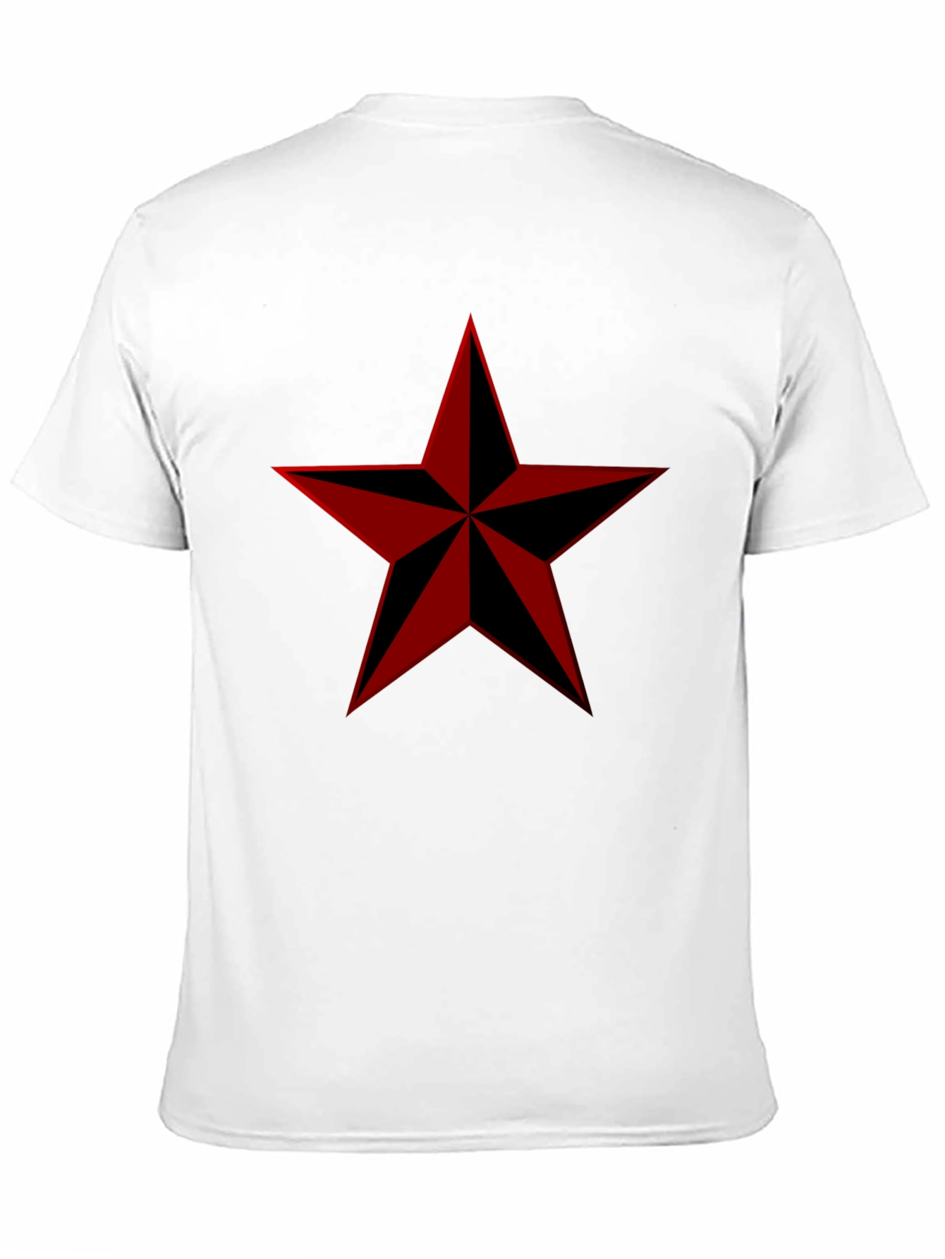 Red Nautical Star Graphic Print Black T-Shirt