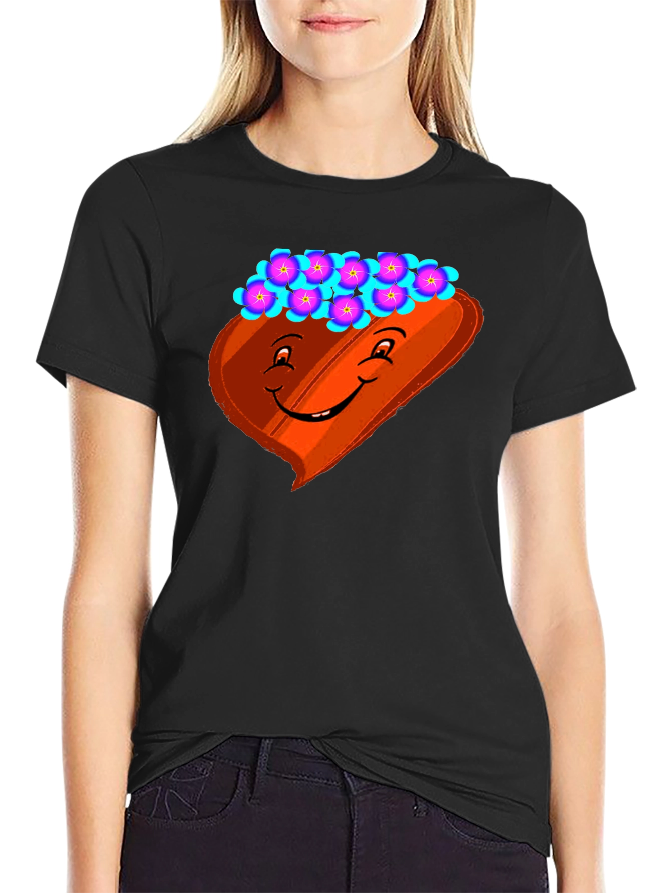 Novelty T-Shirt with Smiling Character Graphic