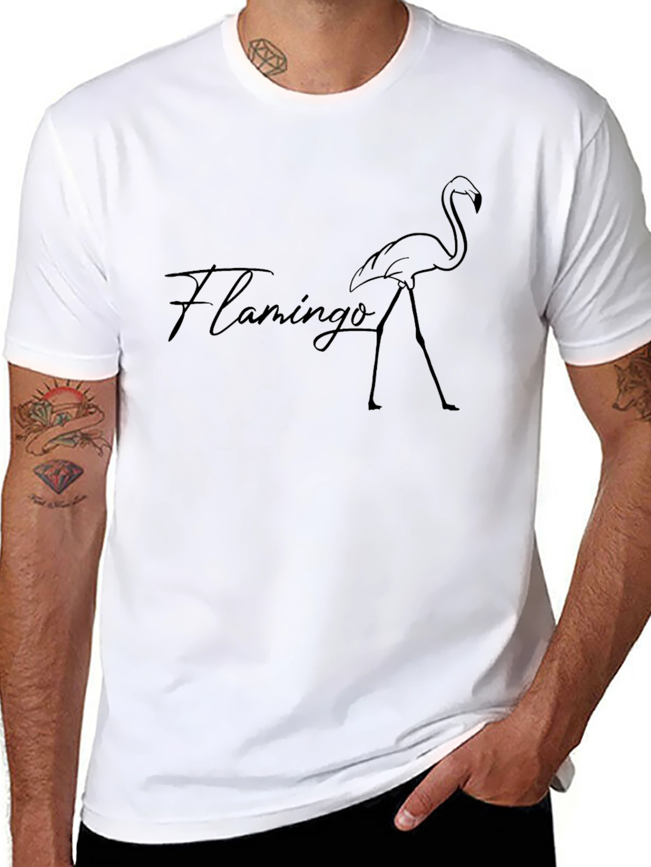 Black Flamingo Graphic Tee - Stylish Mens T-Shirt