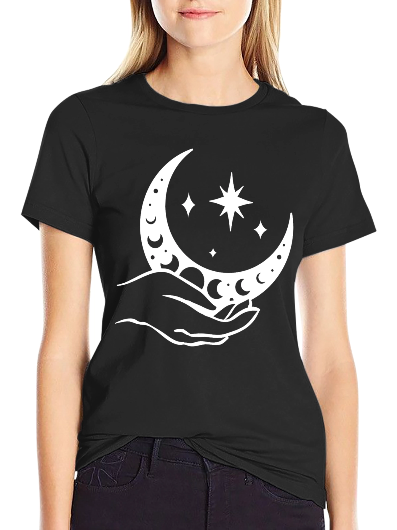 Moon & Stars Graphic Tee - Black