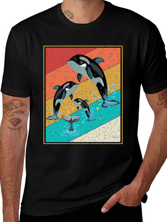 Retro Orca Family T-Shirt: Vintage Whale Graphic Tee