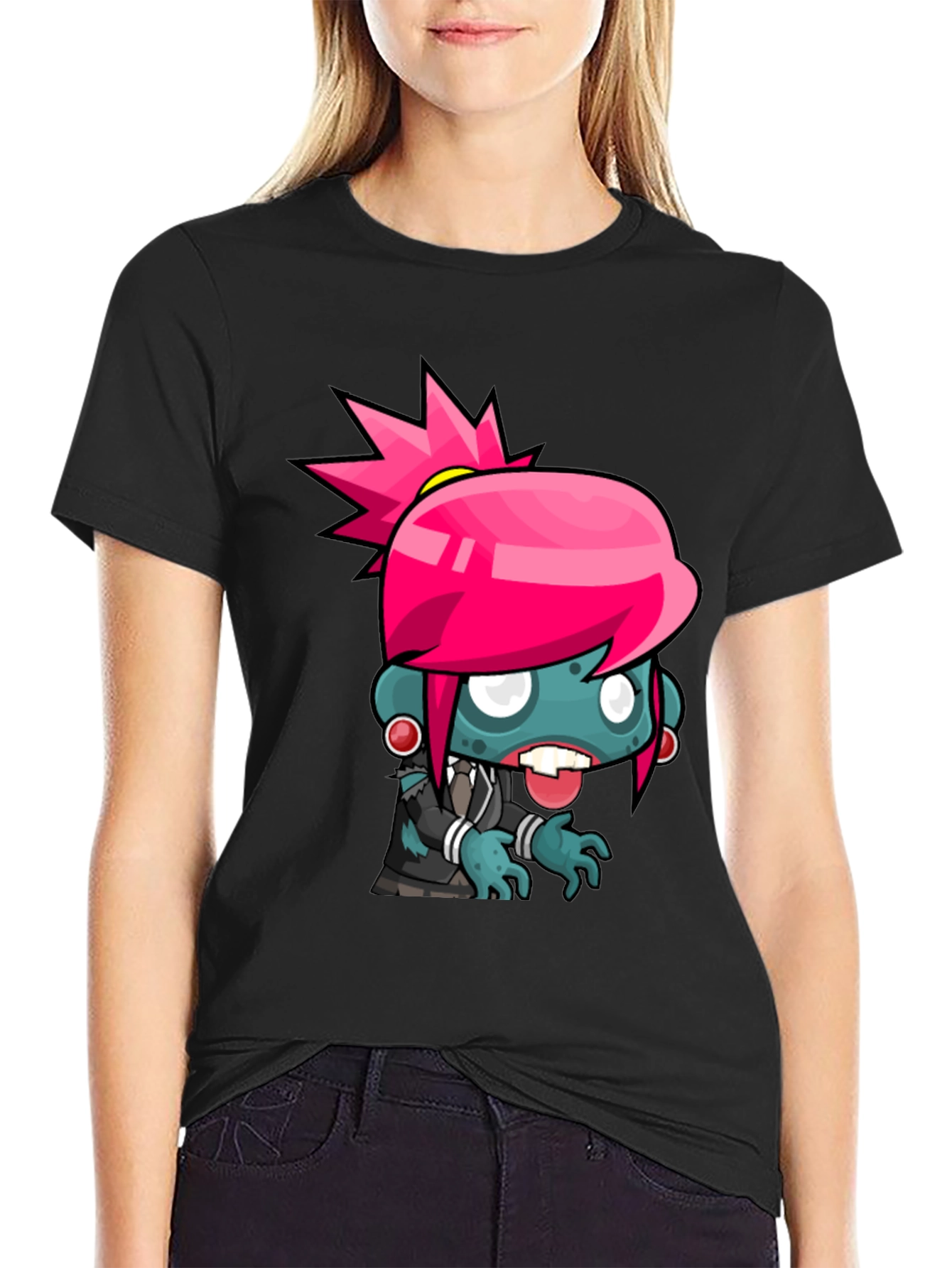 Zombie Girl Graphic Tee - Cool Cartoon Design