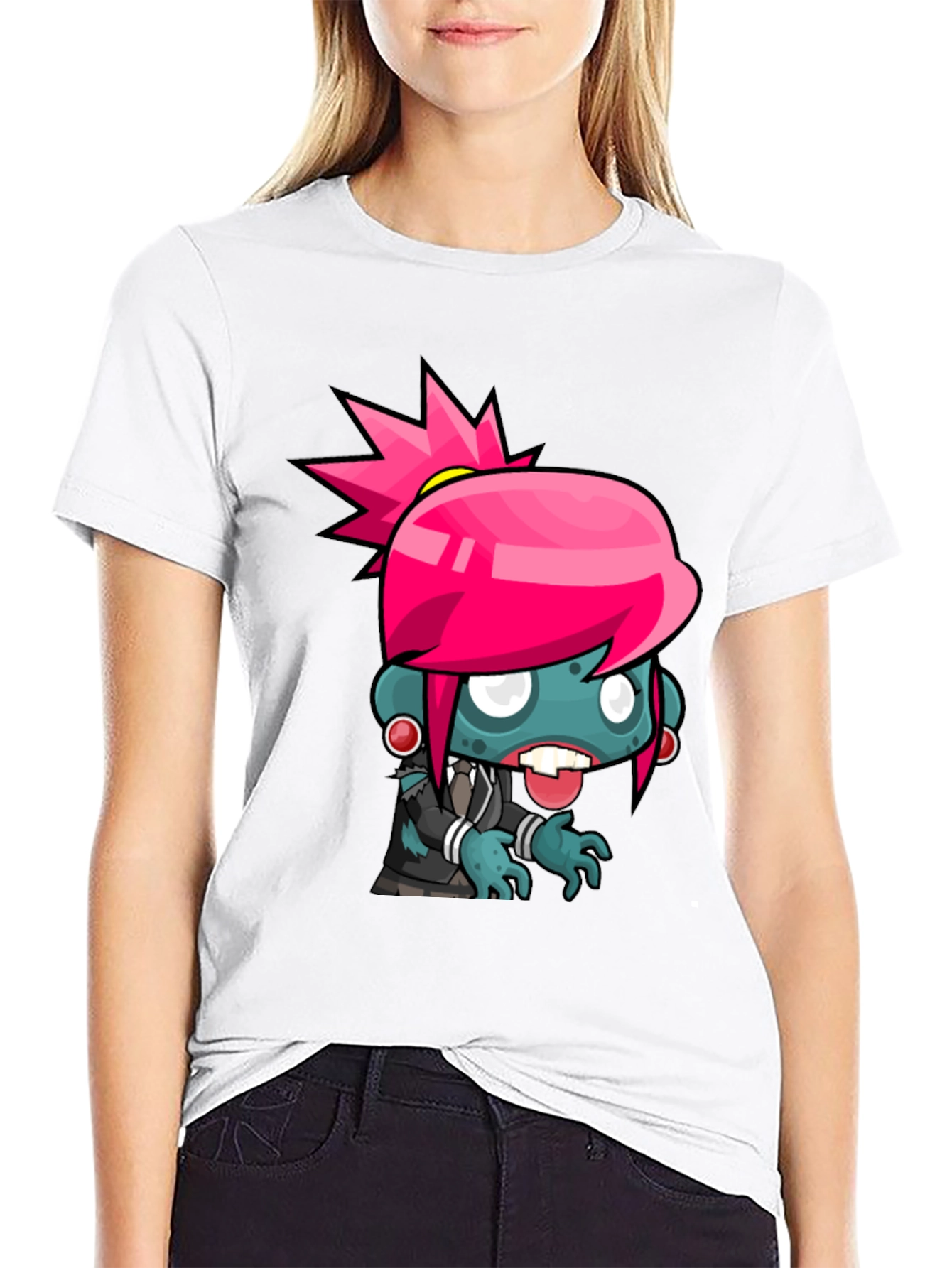 Zombie Girl Graphic Tee - Cool Cartoon Design