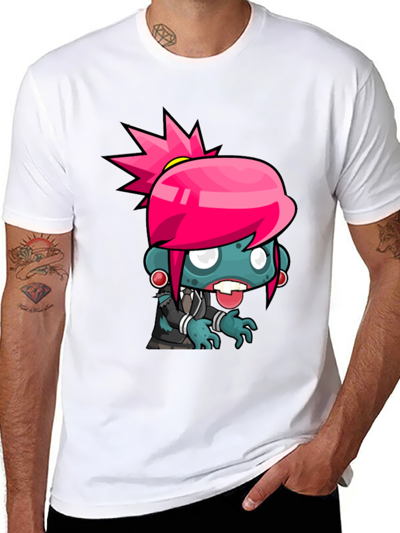 Zombie Girl Graphic Tee - Cool Cartoon Design