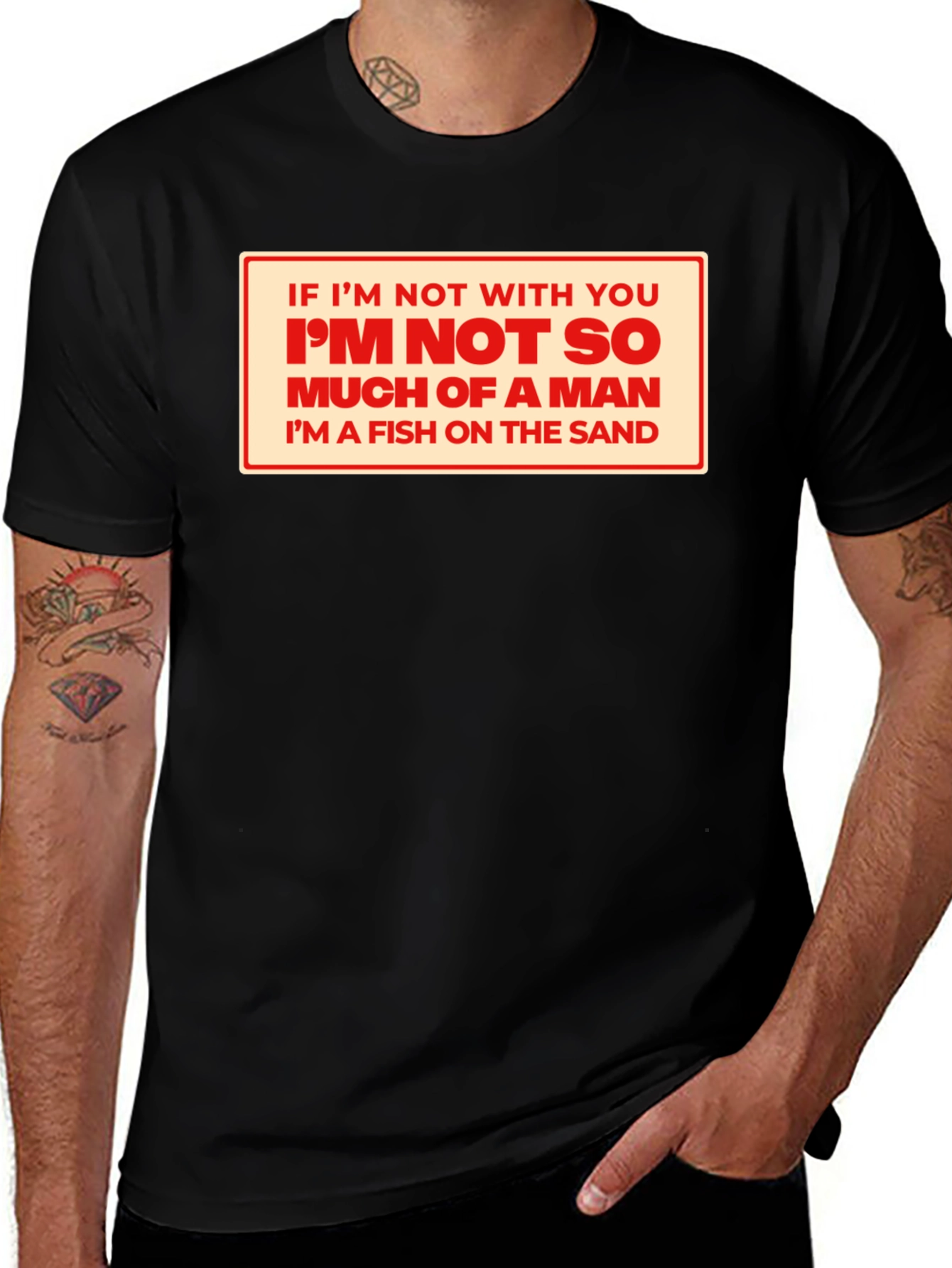 Fish on Sand T-Shirt Funny Fishing Gift