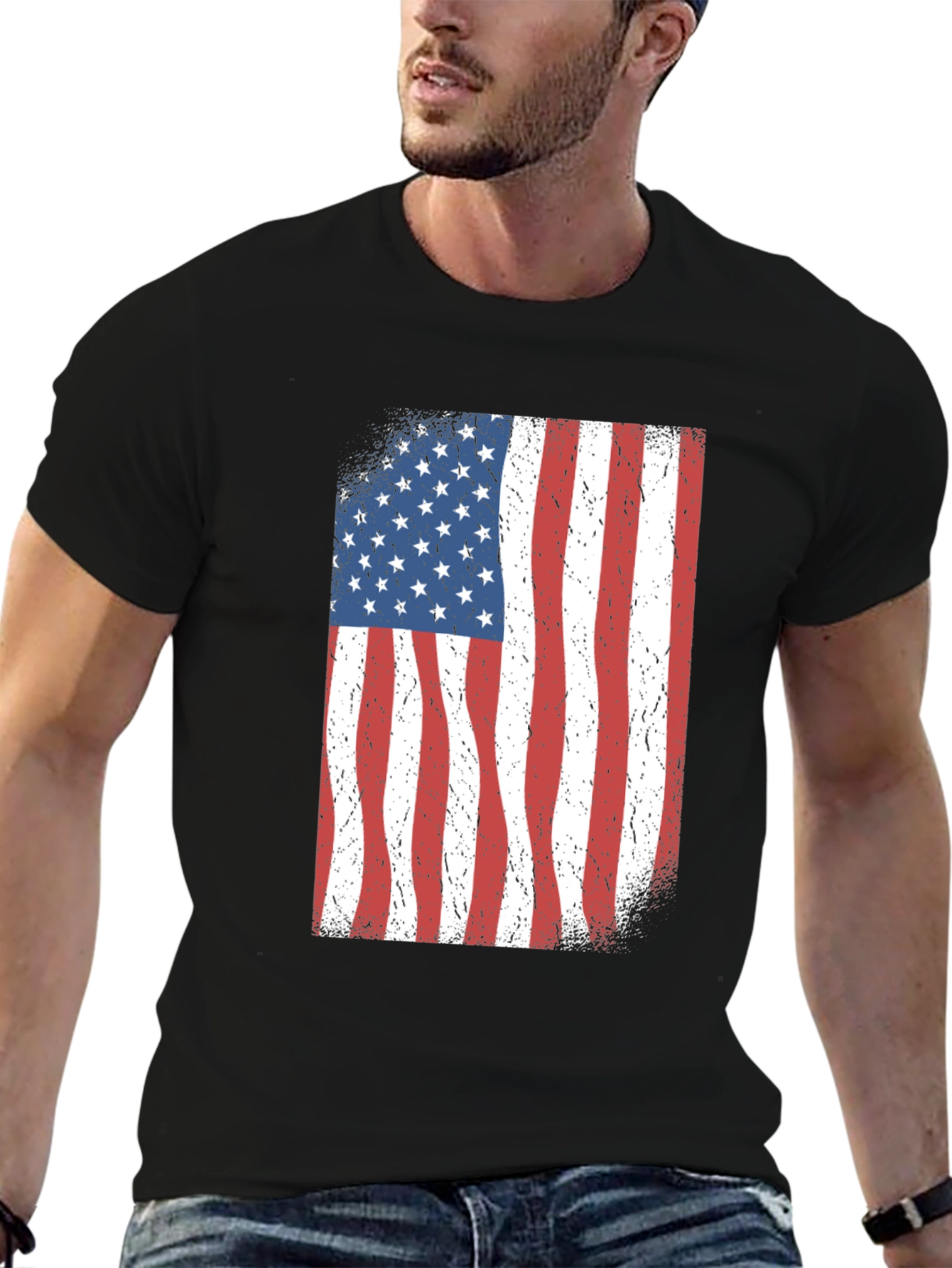 American Flag Graphic Black T-Shirt