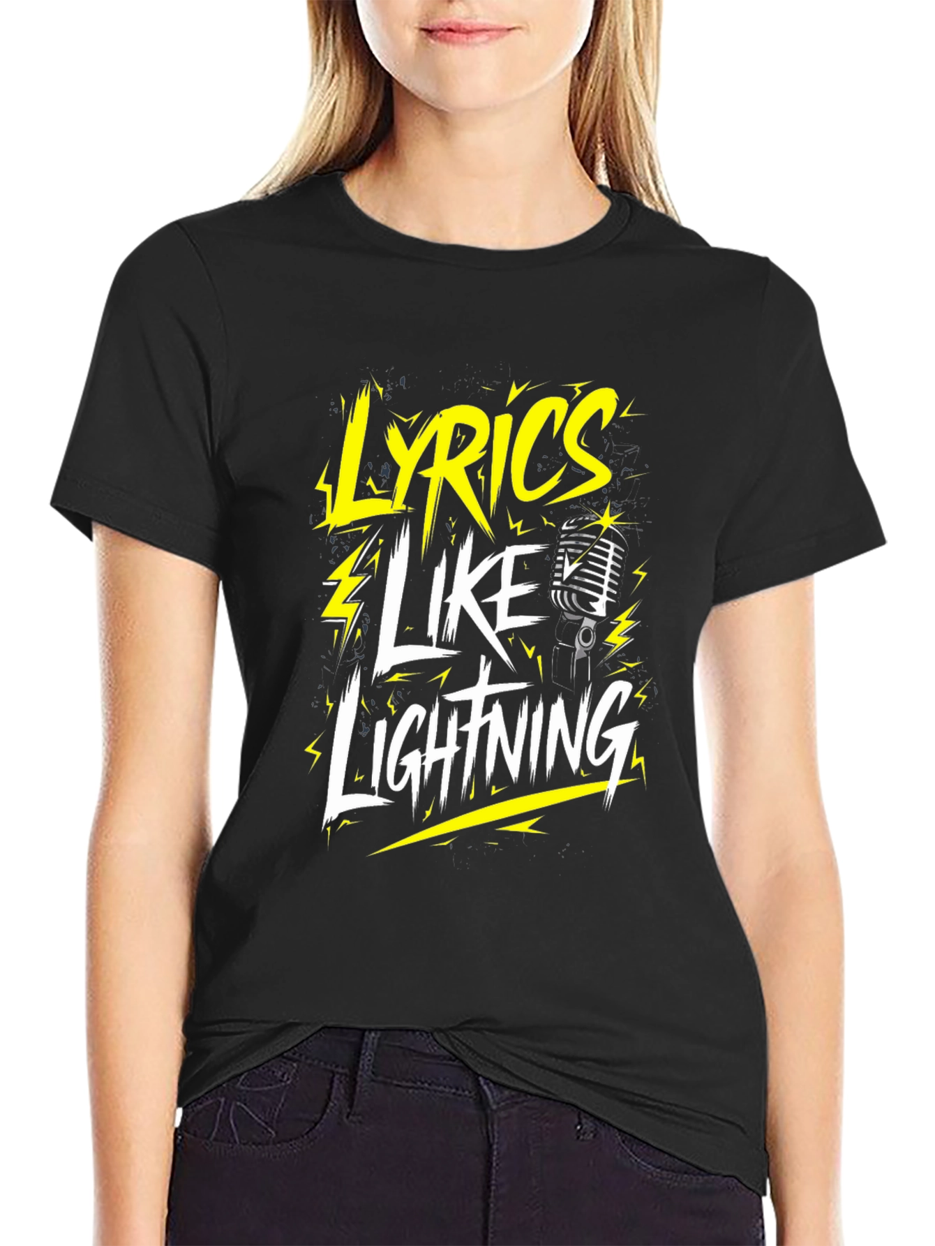Lyrics Like Lightning Graphic T-Shirt - Black