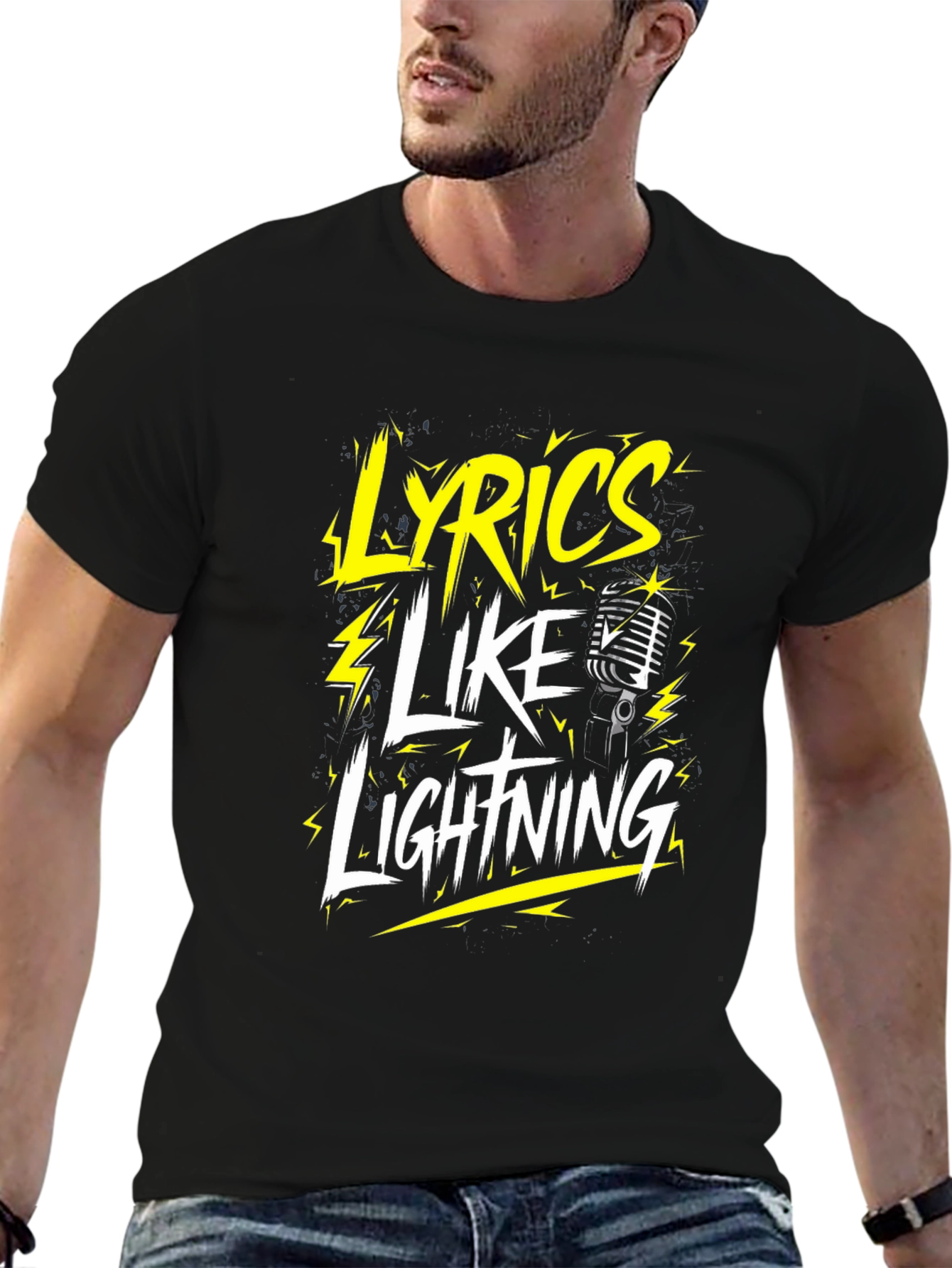 Lyrics Like Lightning Graphic T-Shirt - Black