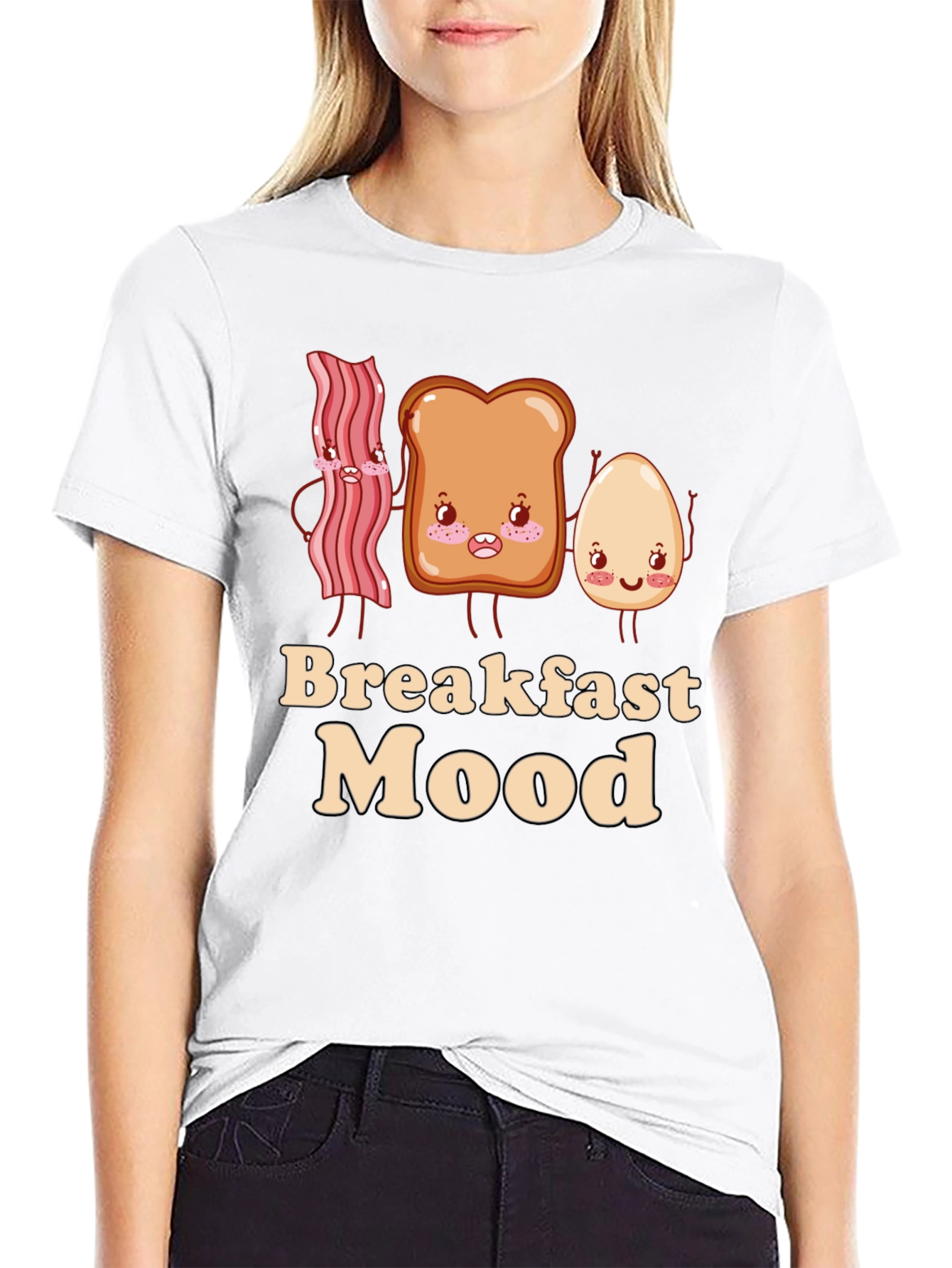 Breakfast Mood Cartoon Graphic T-Shirt