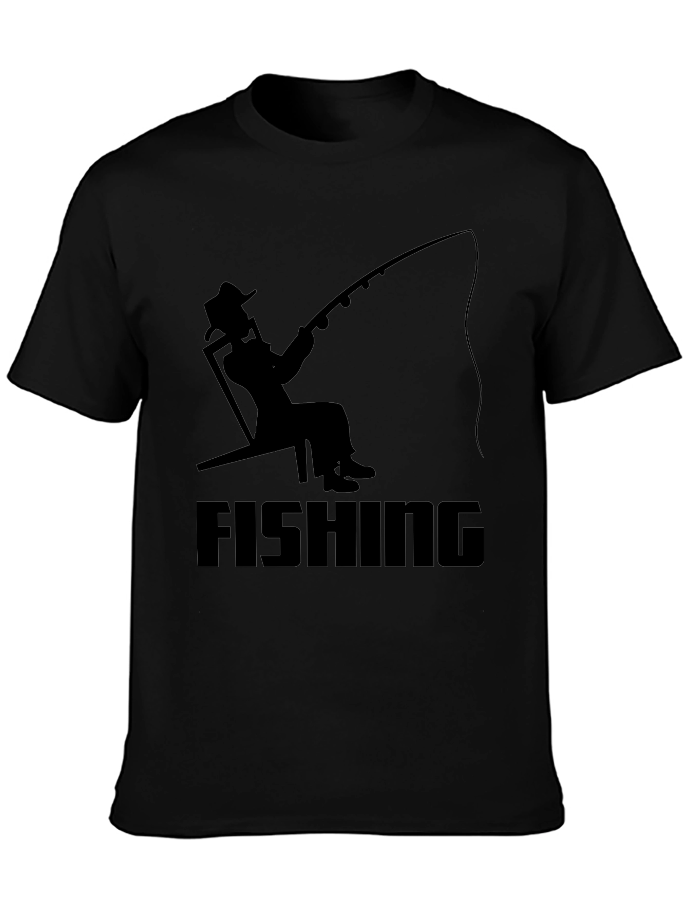 Fishing Silhouette Graphic T-Shirt - Black