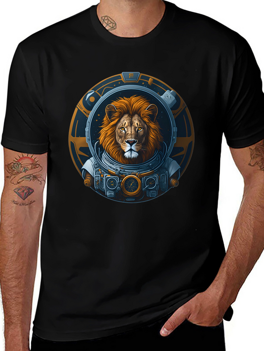 Lion Astronaut Graphic T-Shirt - Unique Space Design