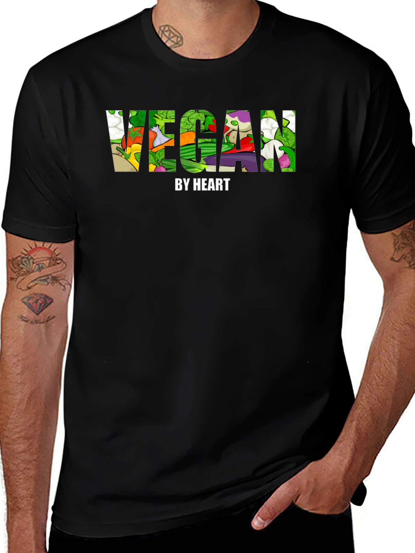 Vegan By Heart Graphic Tee - Mens Black T-Shirt