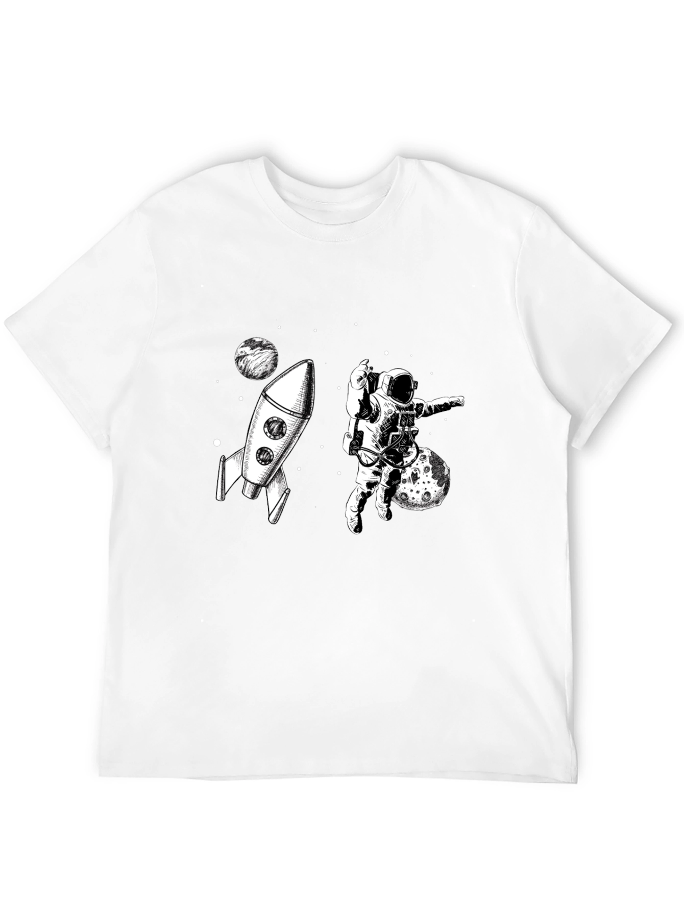Space Explorer Graphic Tee - Black Cotton T-Shirt