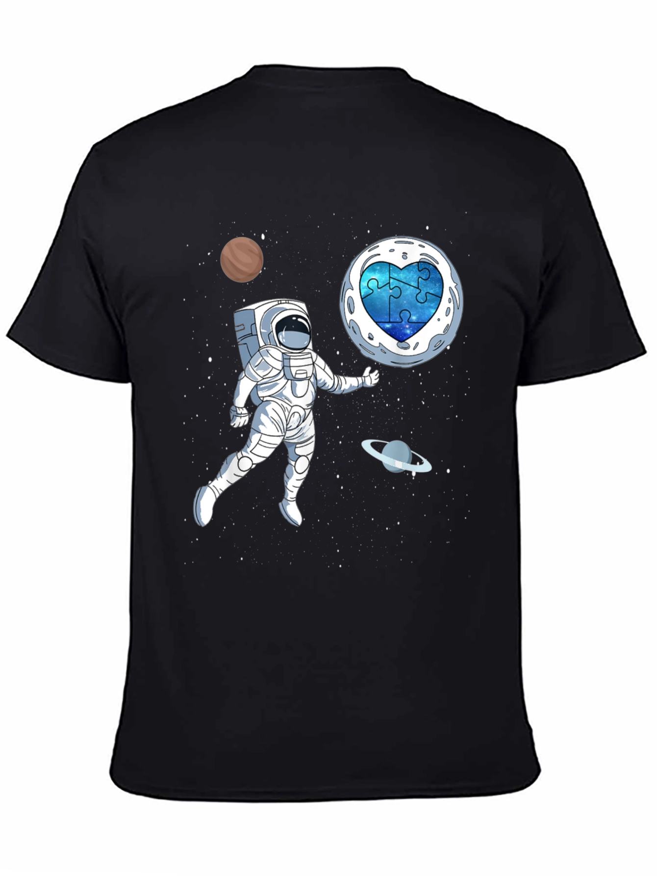 Astronaut Autism Awareness T-Shirt Space Puzzle Heart
