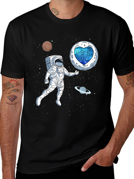 Astronaut Autism Awareness T-Shirt Space Puzzle Heart
