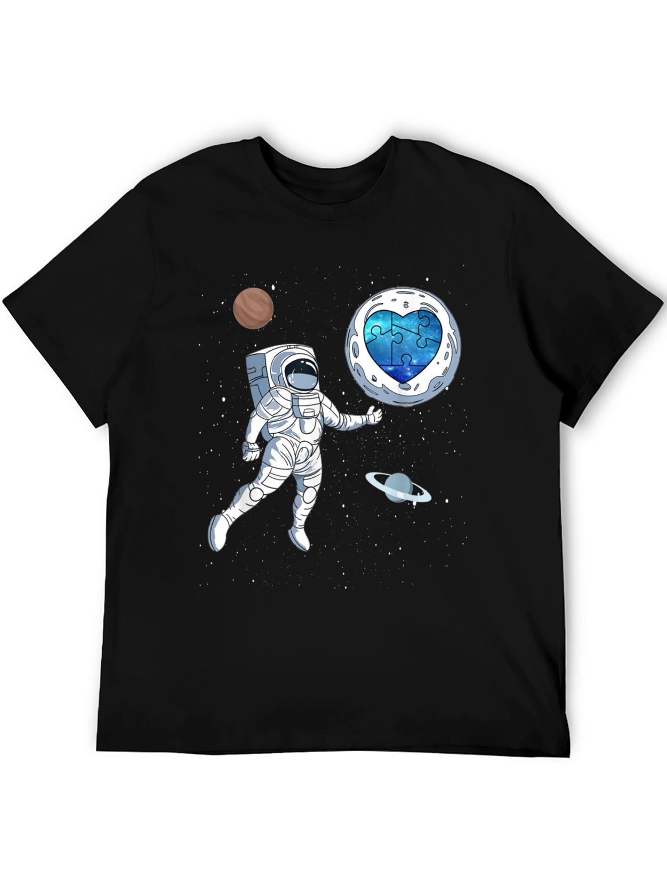 Astronaut Autism Awareness T-Shirt Space Puzzle Heart