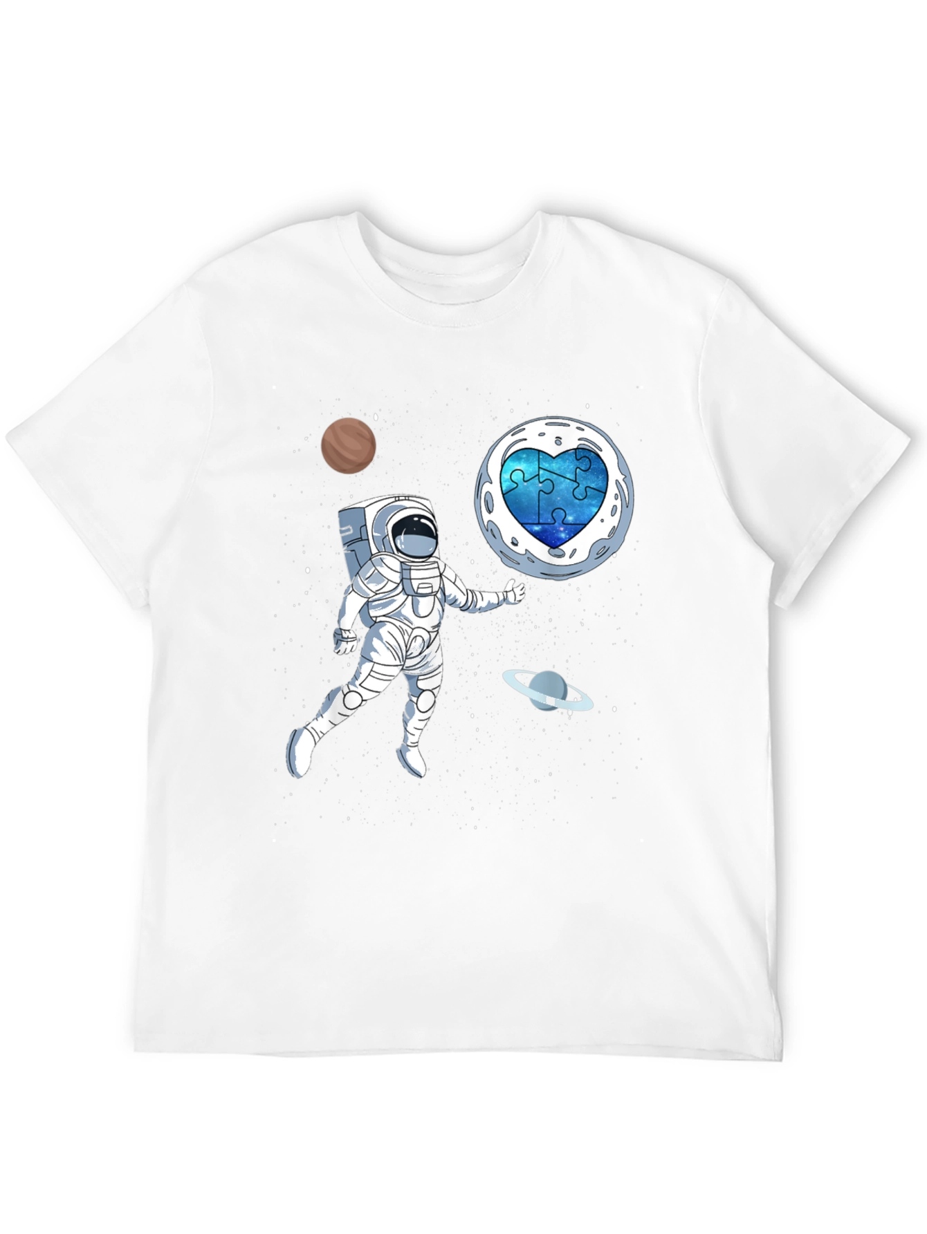 Astronaut Autism Awareness T-Shirt Space Puzzle Heart