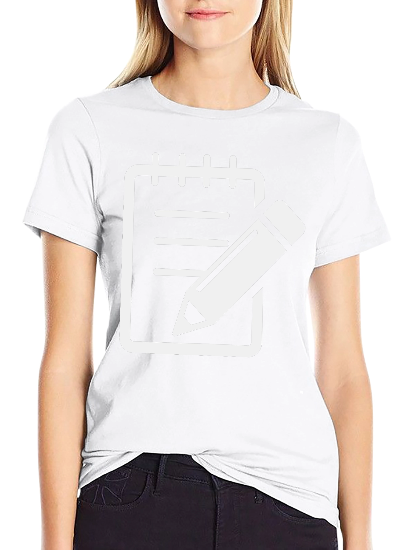 Notebook & Pencil Graphic Tee - Black Cotton Shirt