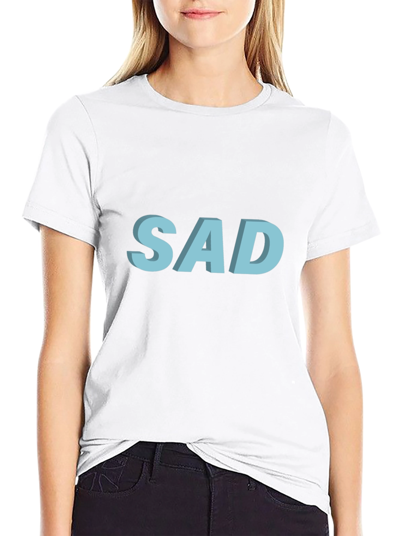 SAD Graphic T-Shirt - Black Cotton Blend